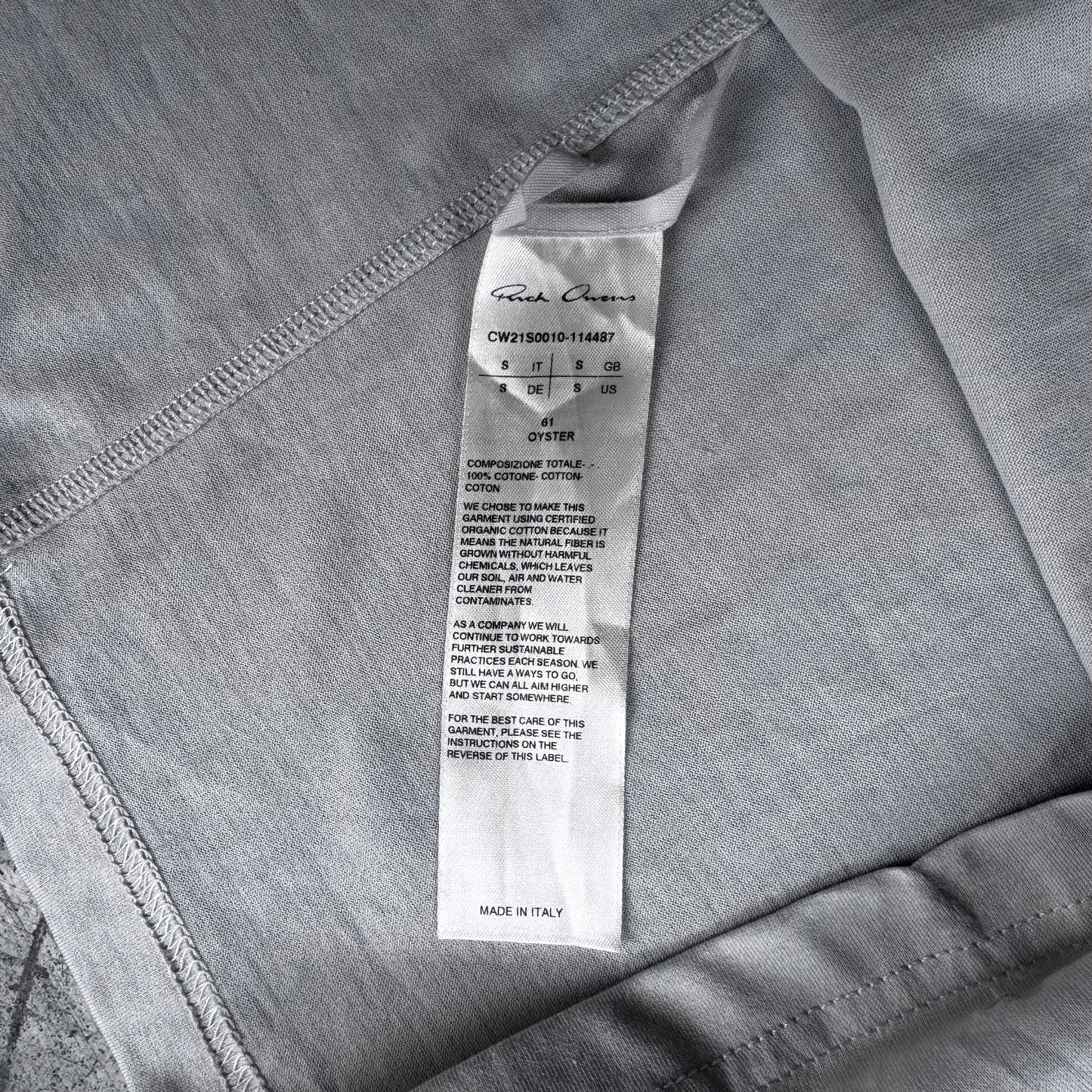 Rick Owens x Champion Short Sleeve Stone Tommy Tee