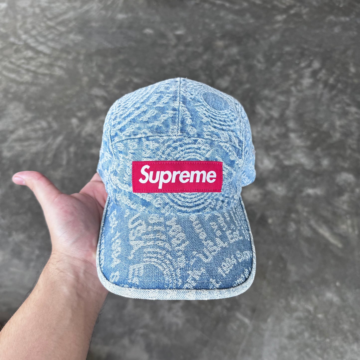 Supreme Circles Jacquard Denim Camp Cap