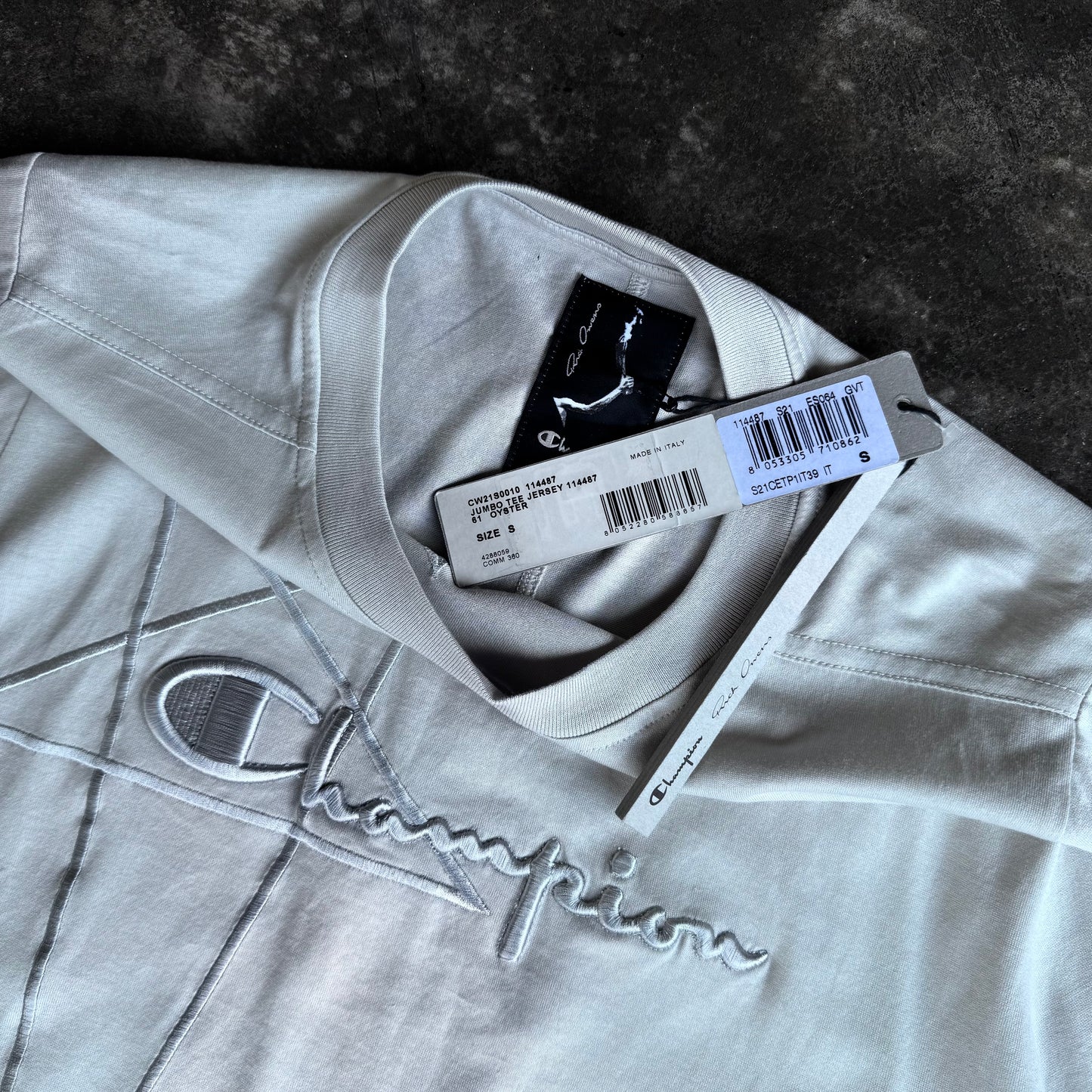 Rick Owens x Champion Short Sleeve Stone Tommy Tee