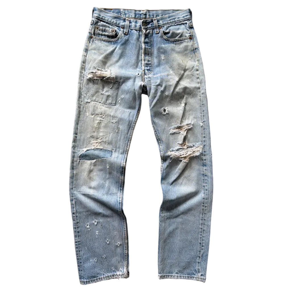 1980s Levi 501 “Repaired” Light Wash Denim Jeans (29w)