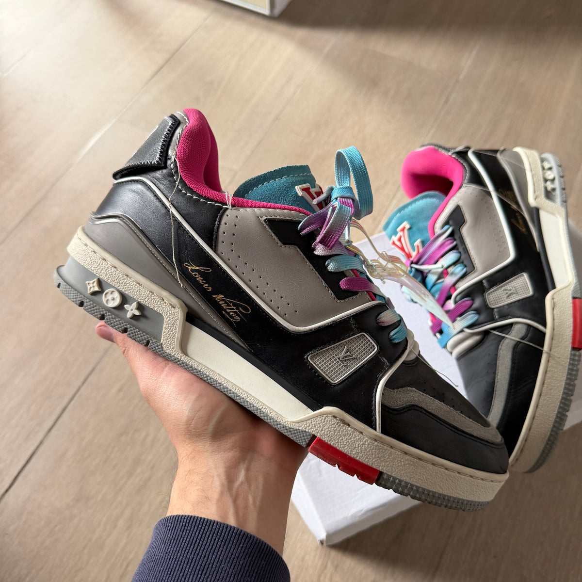SS21 Louis Vuitton Upcycled Trainers Pink Multi *Virgil Abloh* (8.5LV)