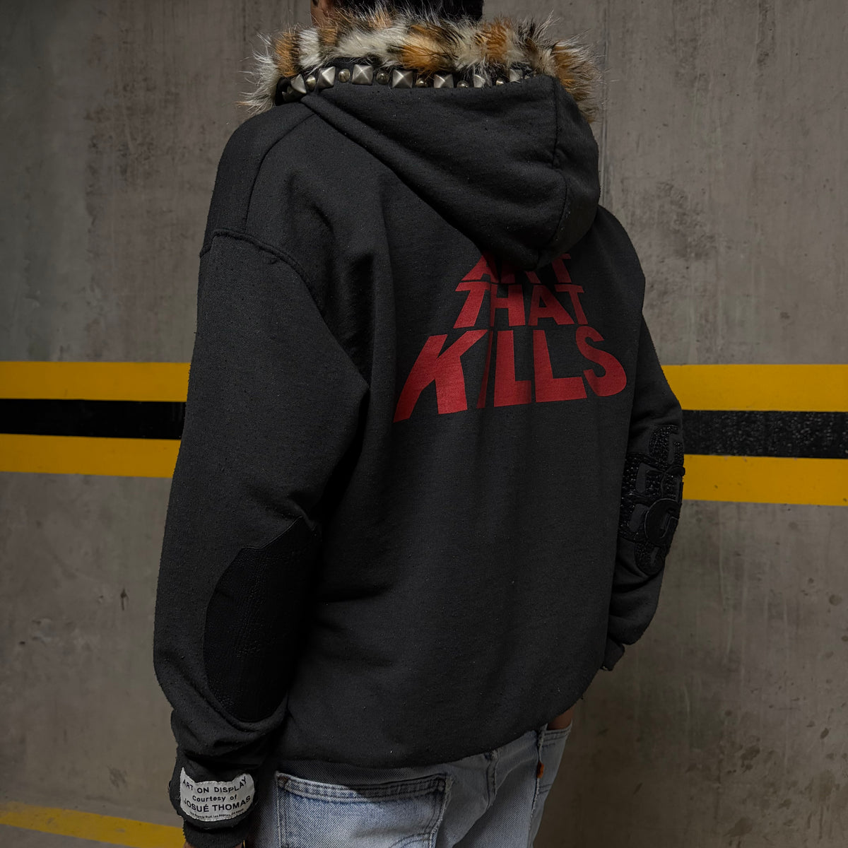Gallery Dept. ATK “Art That Kills” Faux Fur Lined Zip Up Hoodie (S/M)