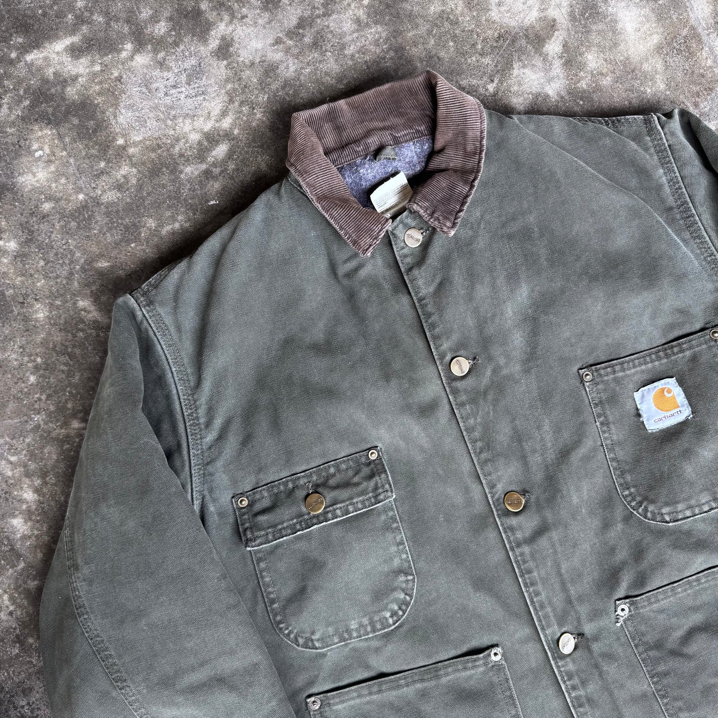 Vintage Carhartt Moss Chore Barn Blanked Lined Coat