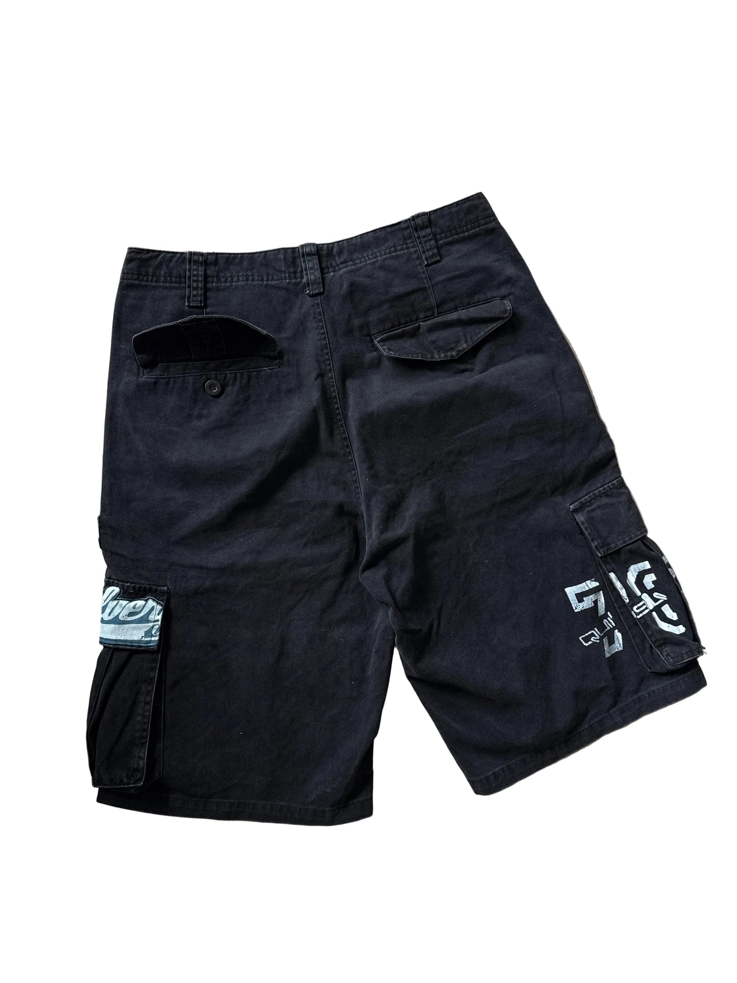 2000s Quicksilver Faded Cargo Shorts Black