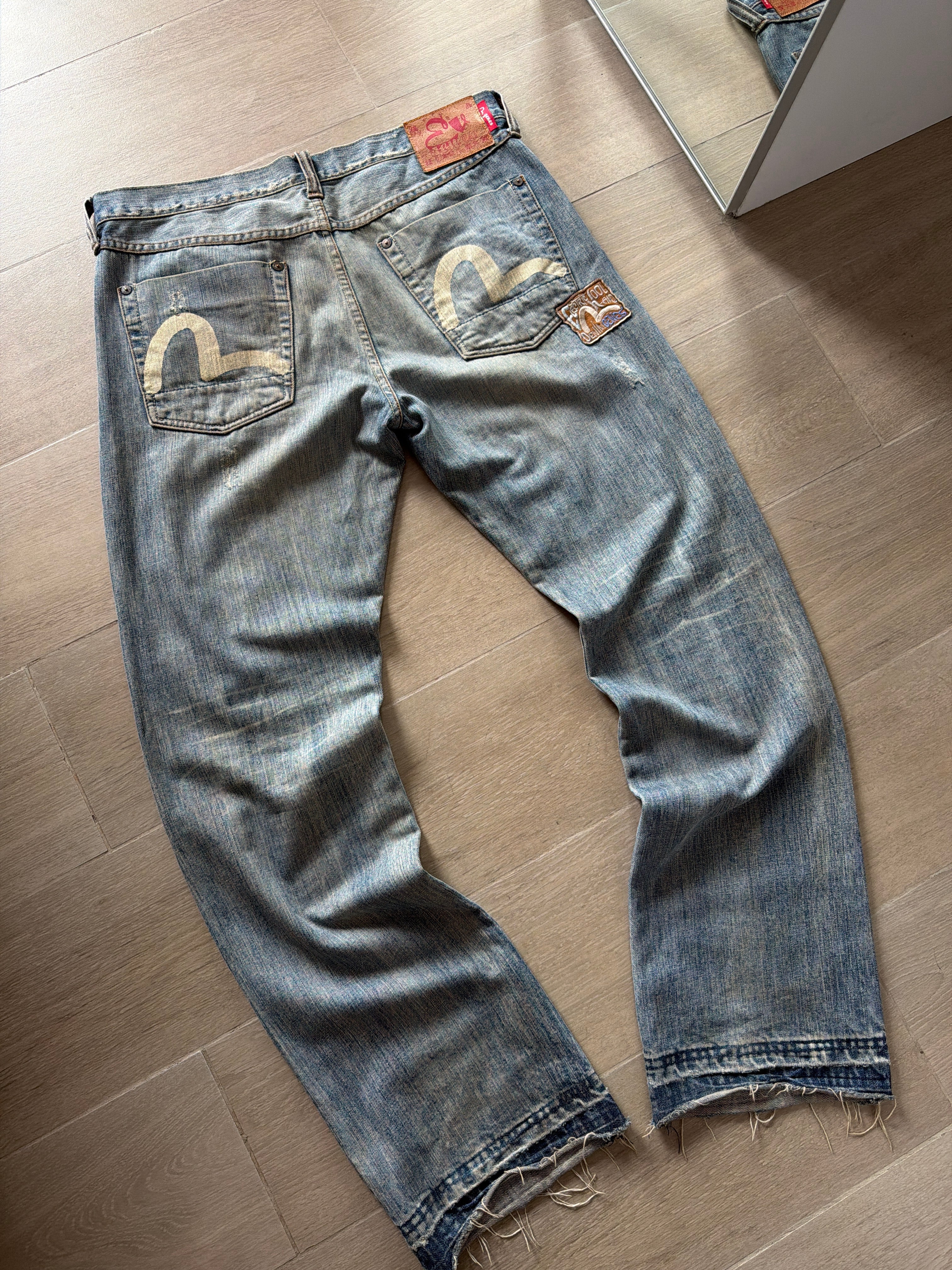 Evisu Sashiko Patch Denim Vintage Blue Jeans