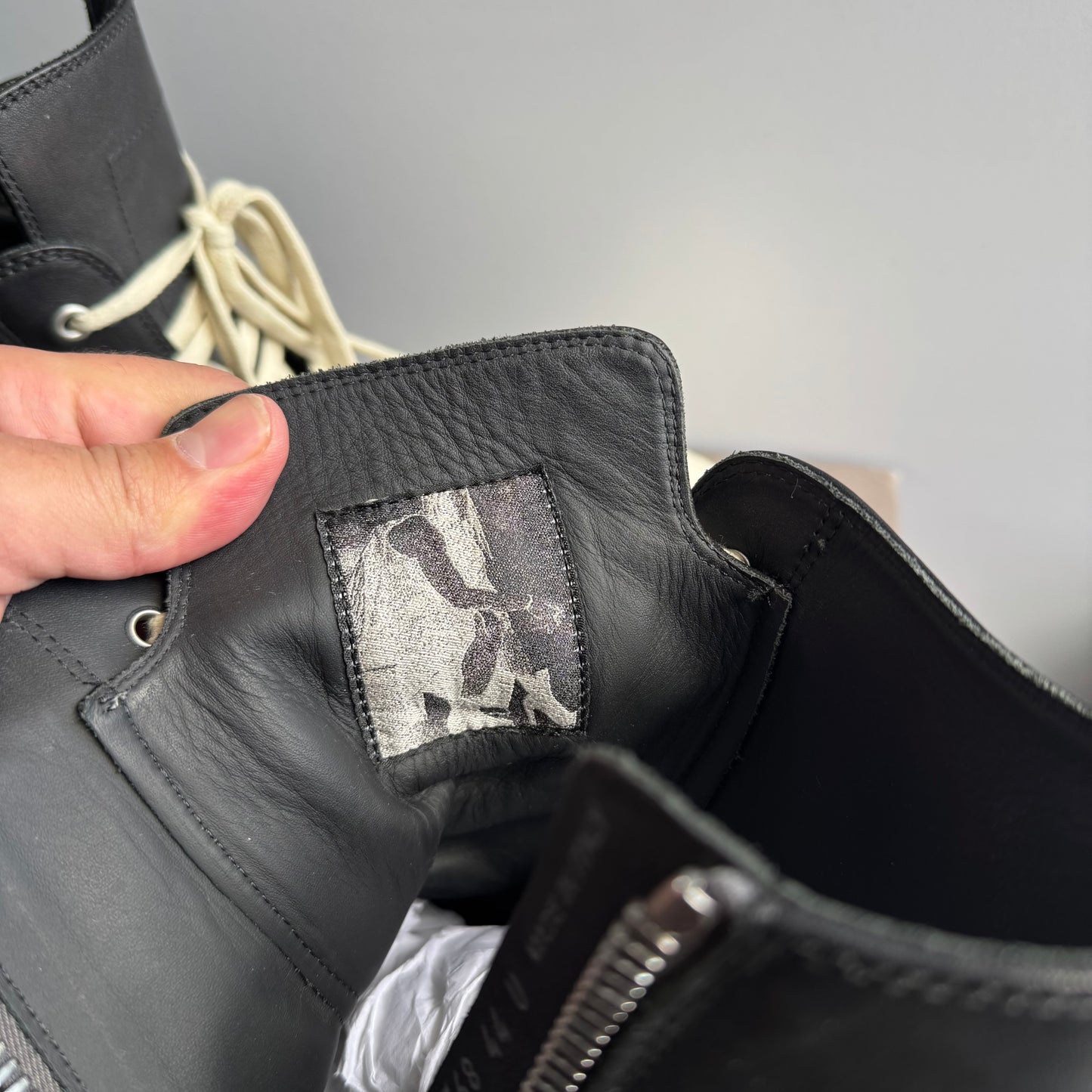 Rick Owens High Black Leather Milk Sneaker