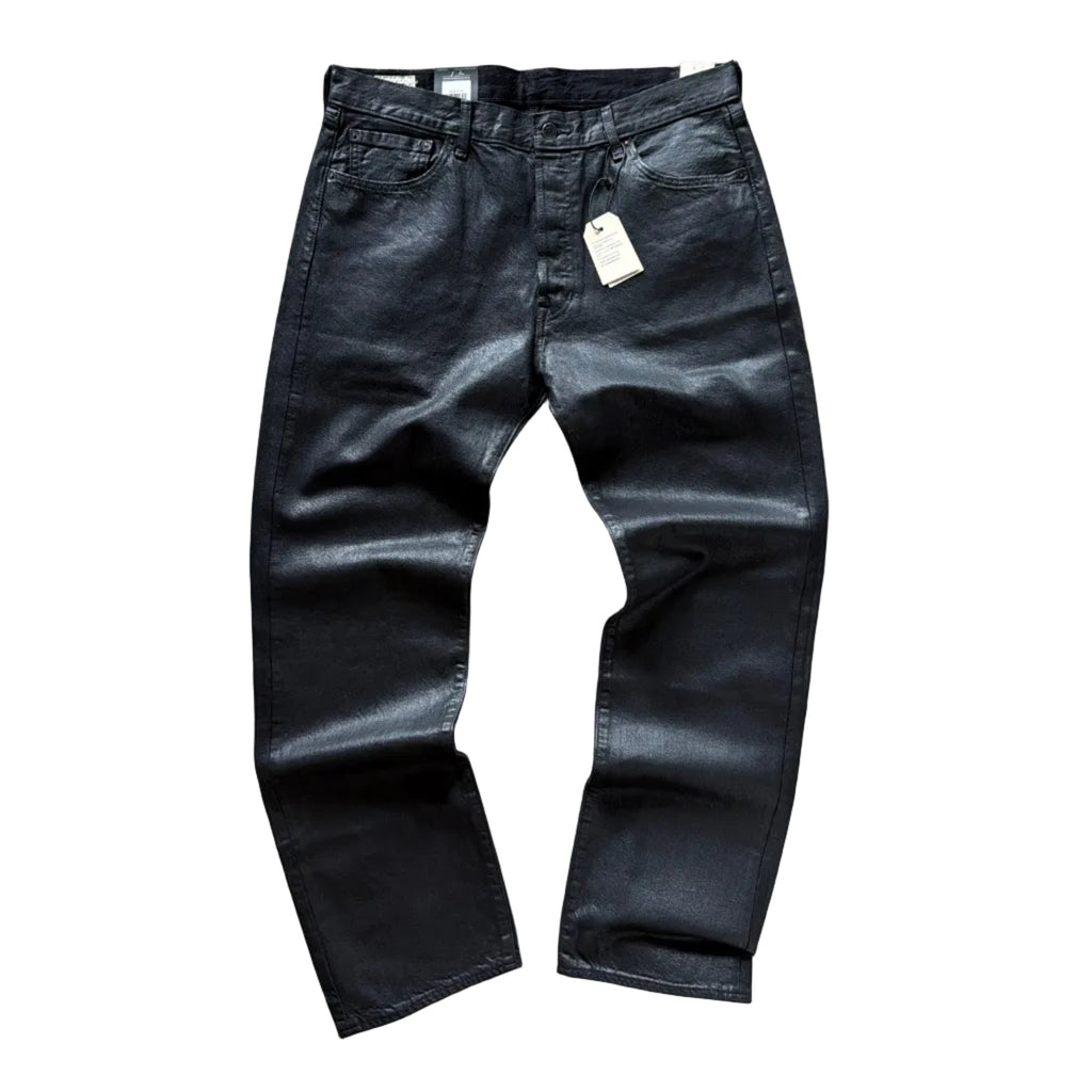 Levis Premium 501 Waxed Coated Denim Jeans Black