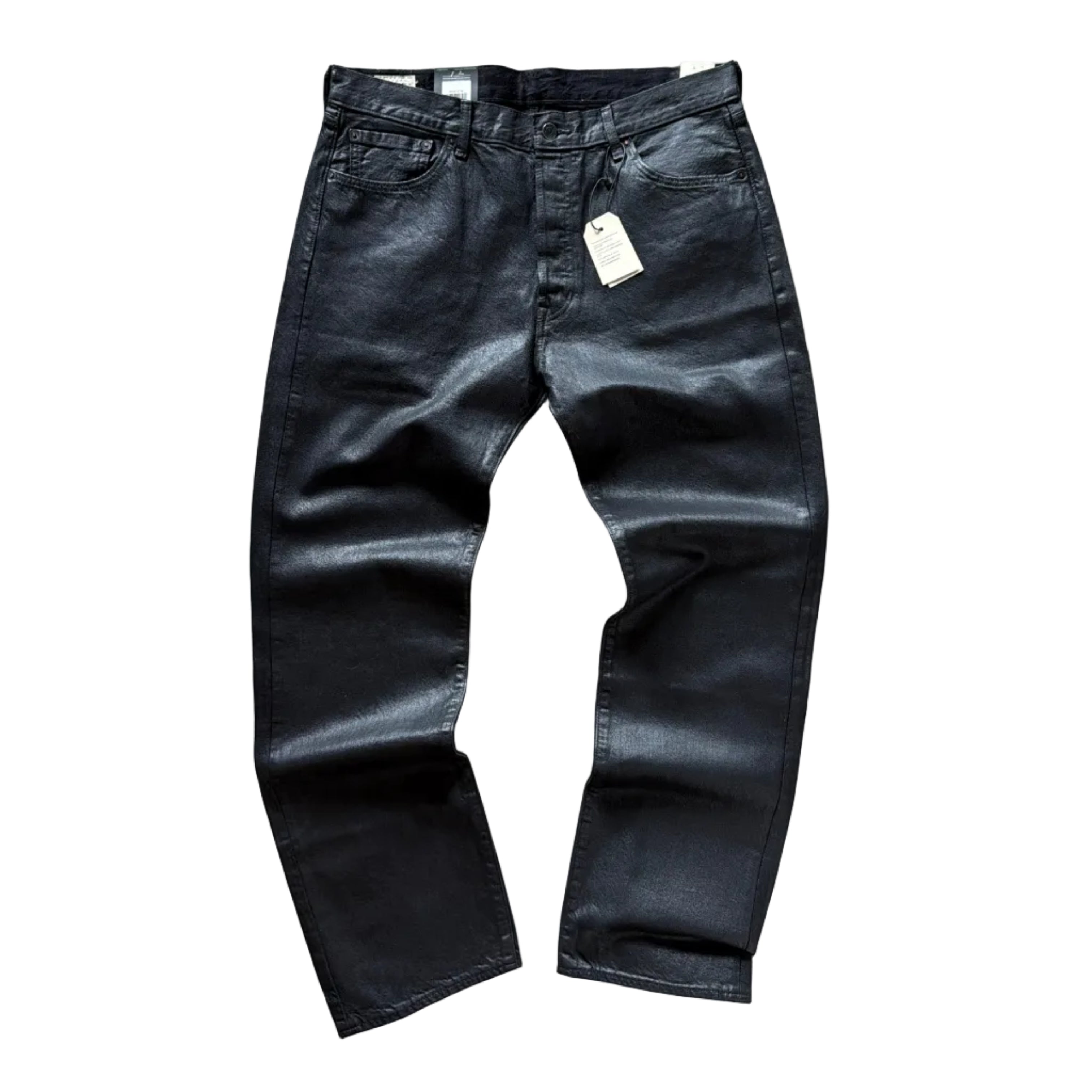 Levis Premium 501 Waxed Coated Denim Jeans Black
