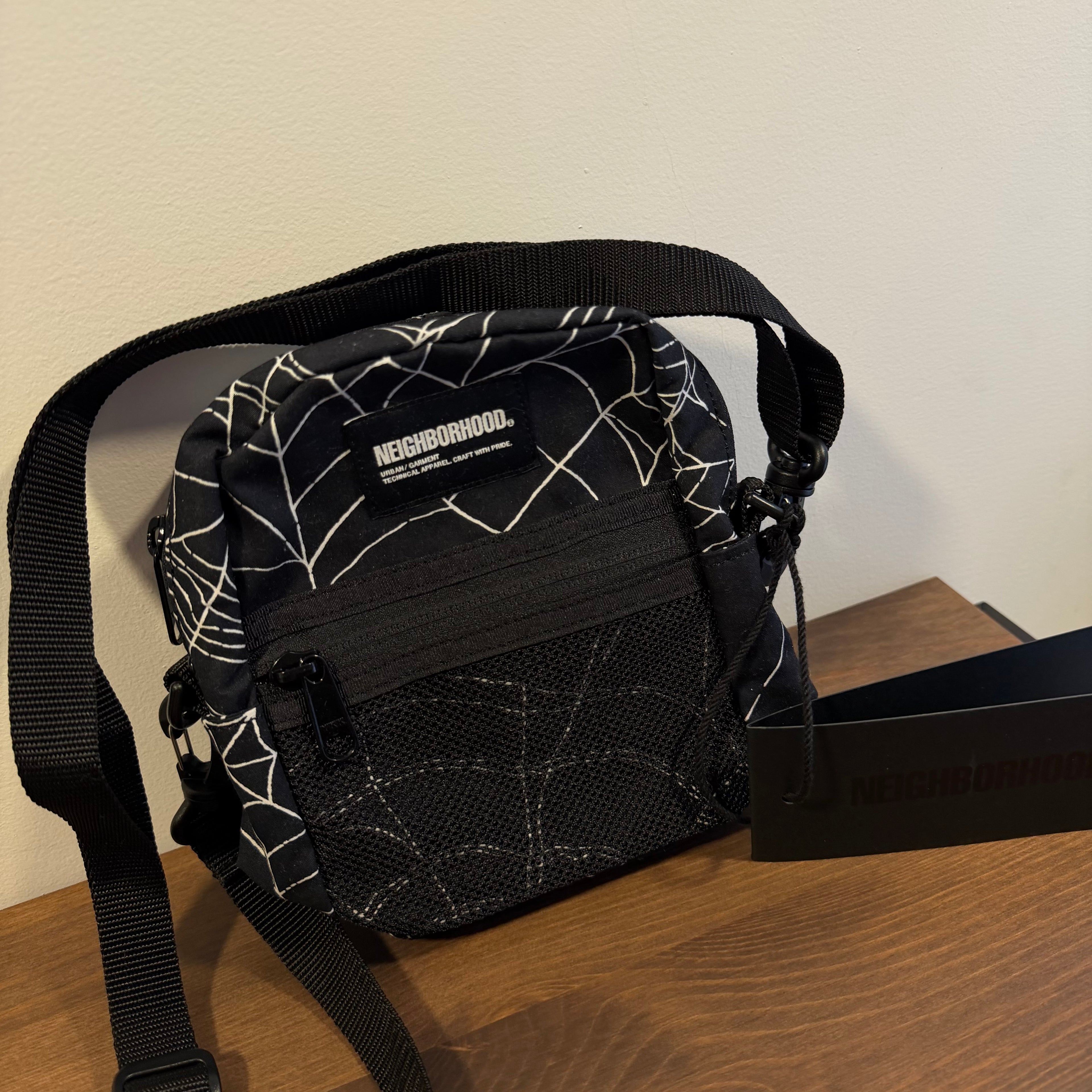 Neighborhood Spiderweb Shoulder Bag Black