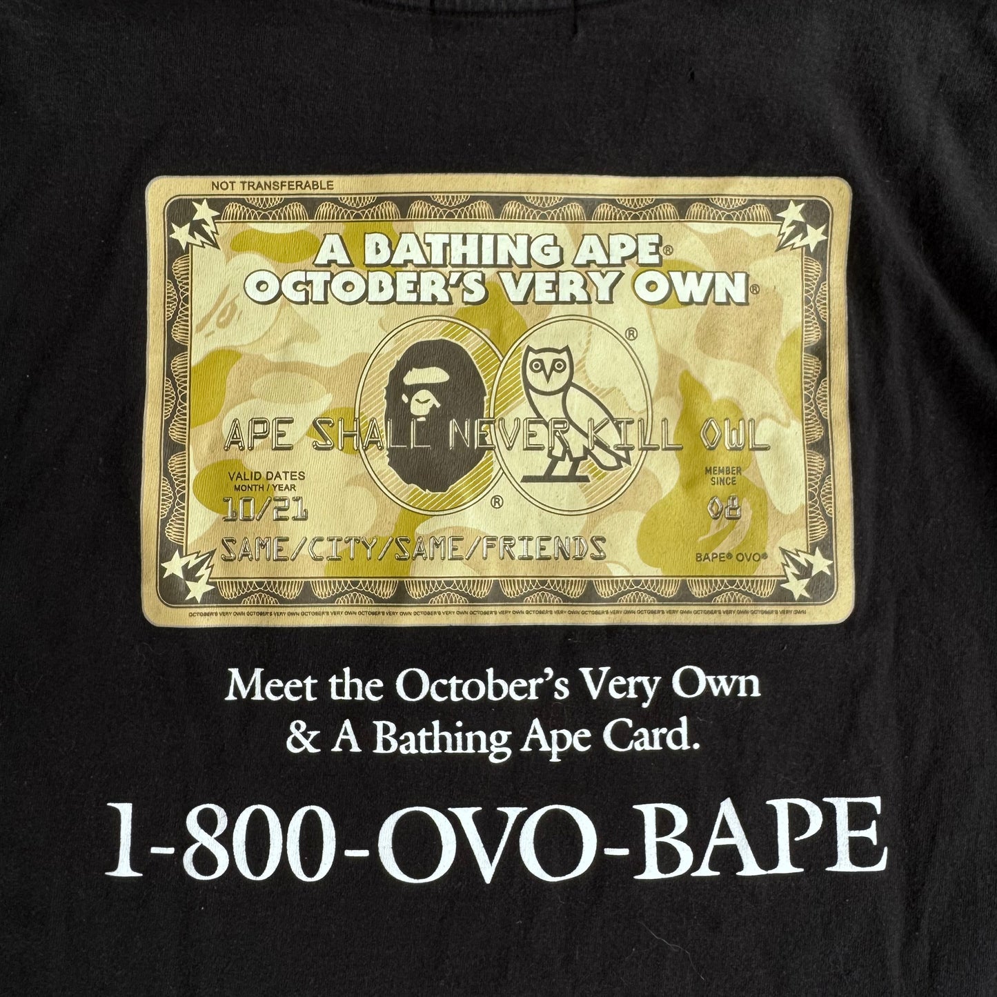 A Bathing Ape x OVO Drake Card Tee Black