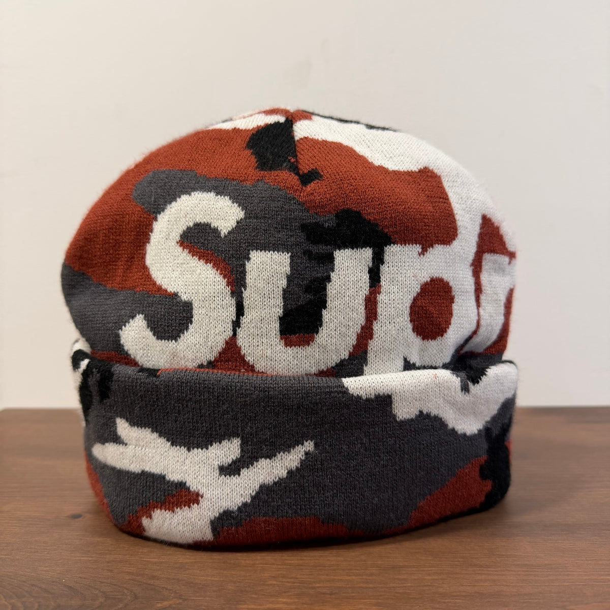 Supreme Big Logo Red Camo Beanie