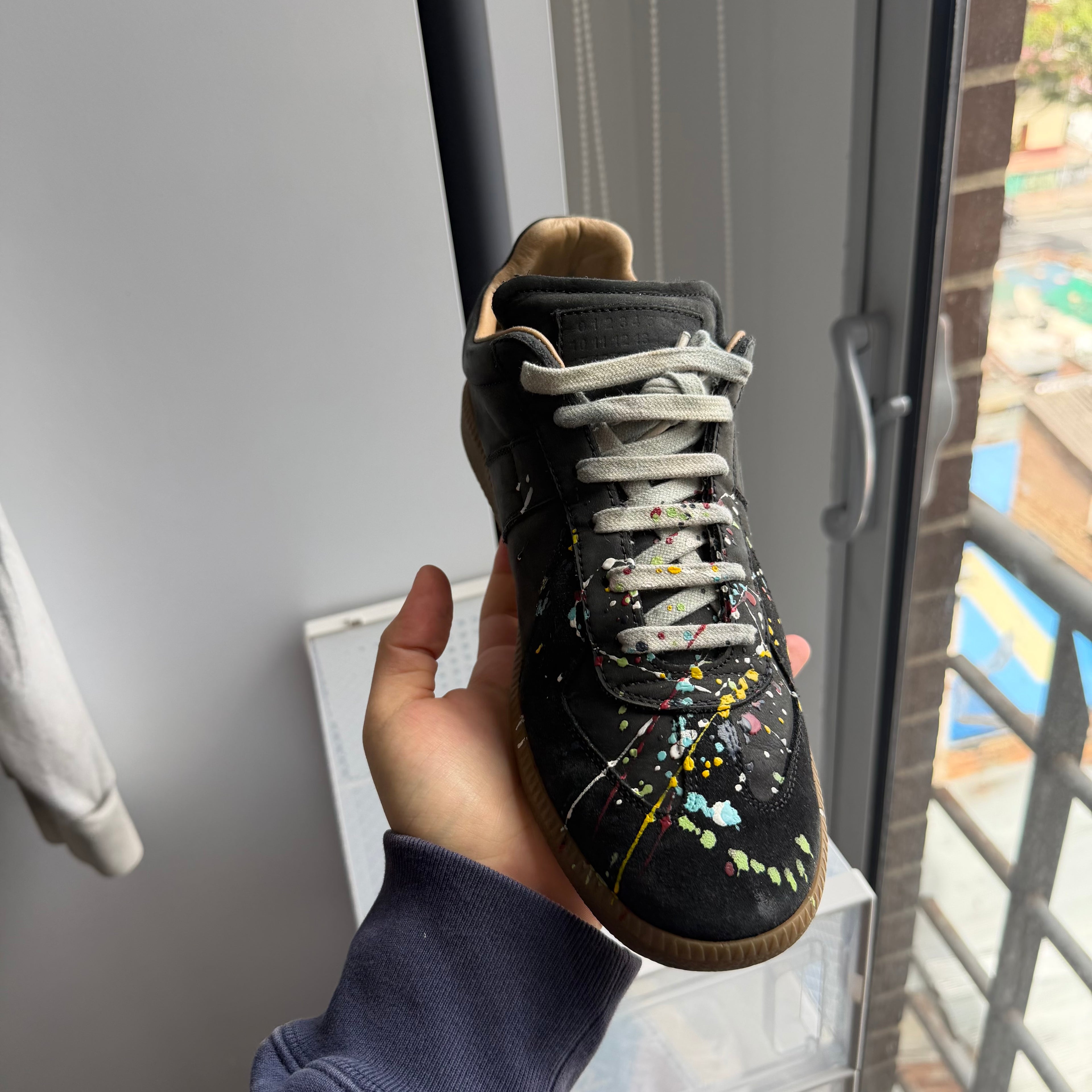 Maison Margiela Paint Splatter Replica GAT Sneakers Black