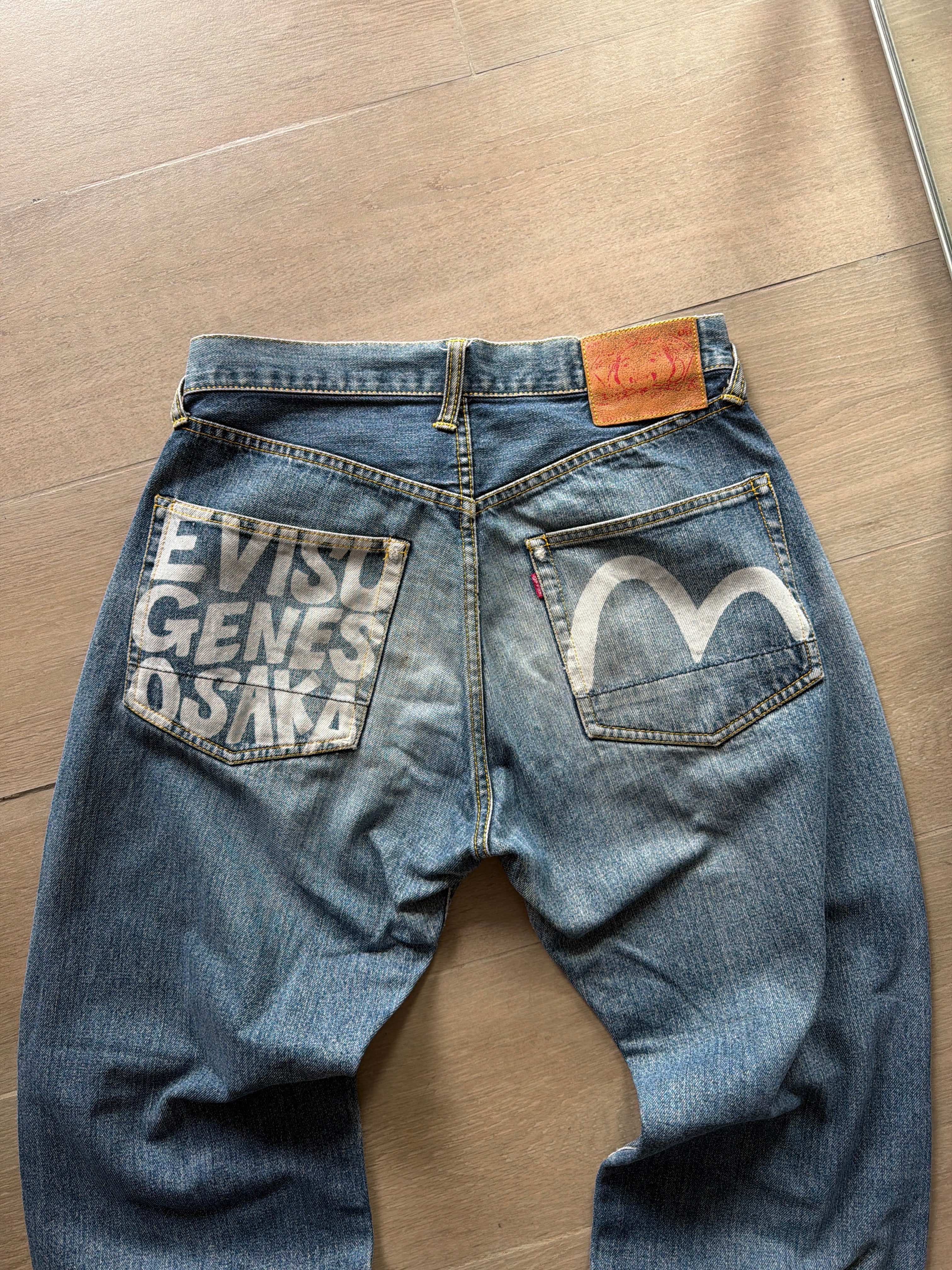 Evisu Osaka Faded Denim Vintage Blue Jeans
