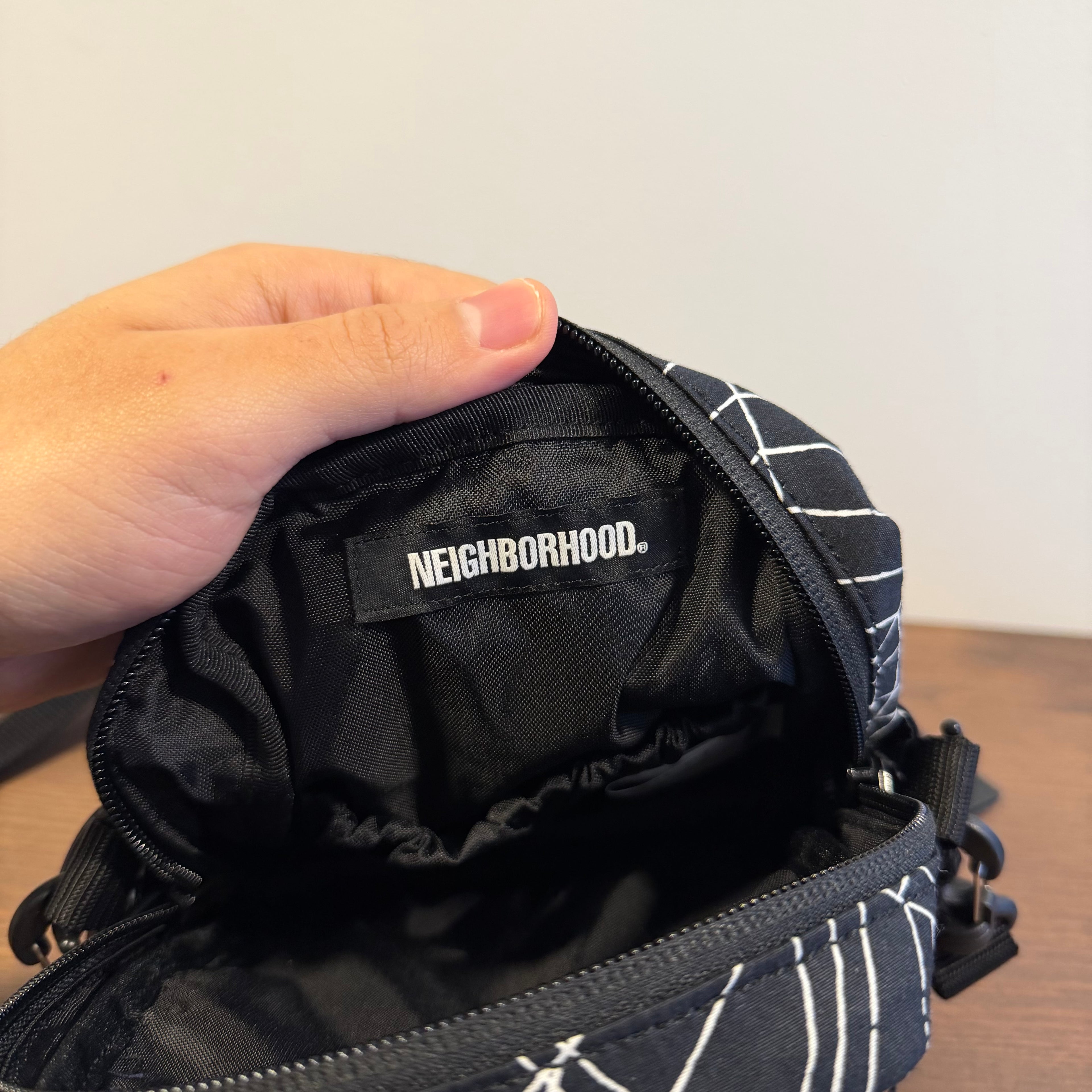 Neighborhood Spiderweb Shoulder Bag Black