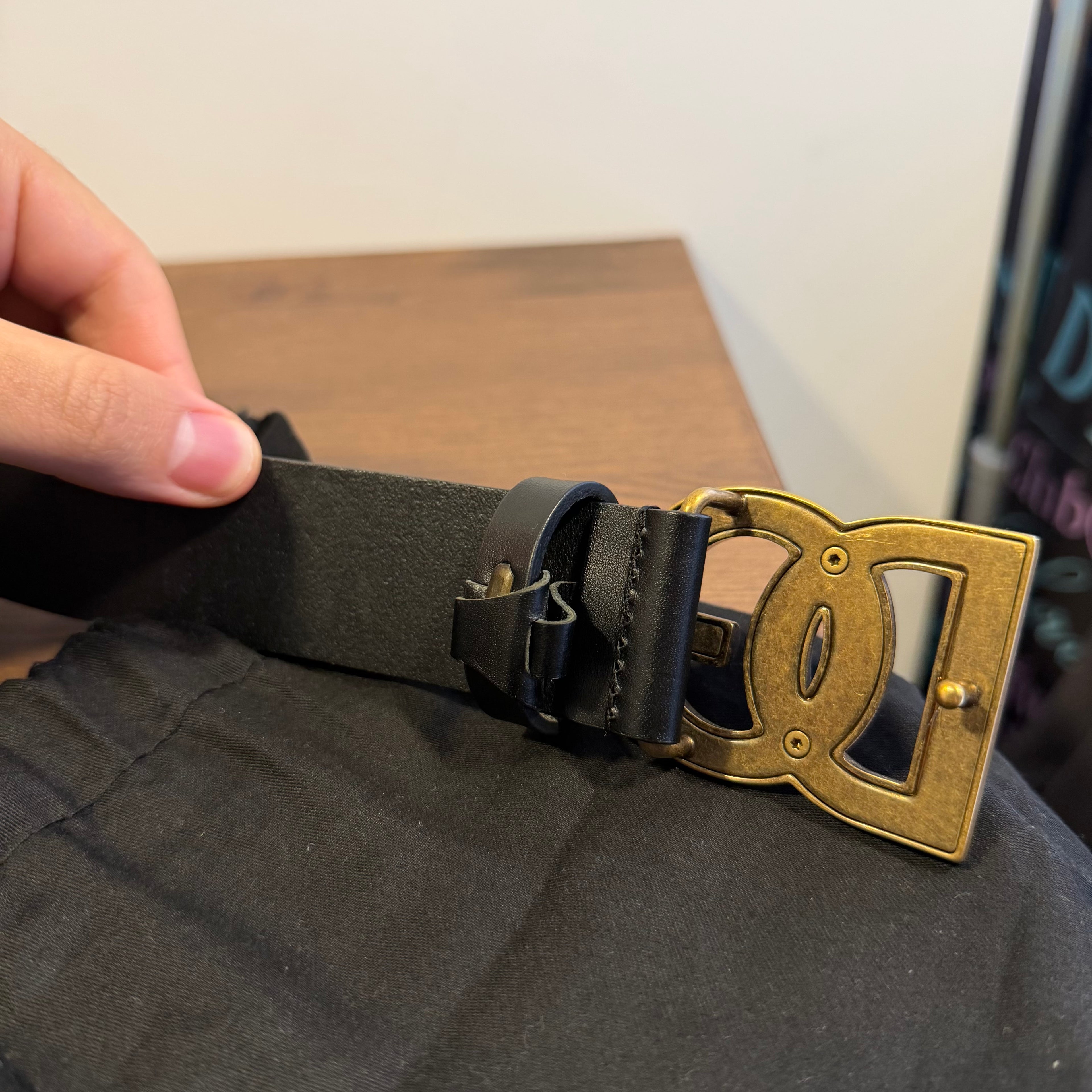 Dolce & Gabanna Black Leather DG Logo Belt