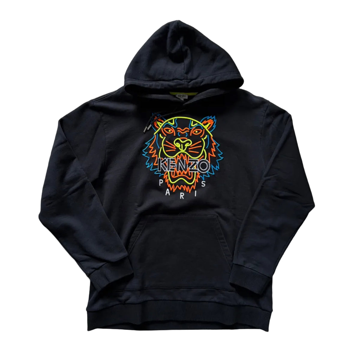 Kenzo Paris Fluorescence Tiger Head Cotton Loose Hoodie Black (XL)
