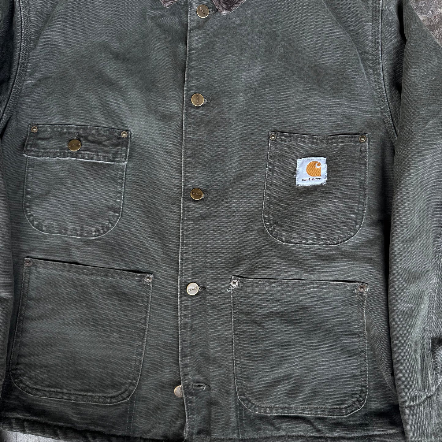 Vintage Carhartt Moss Chore Barn Blanked Lined Coat