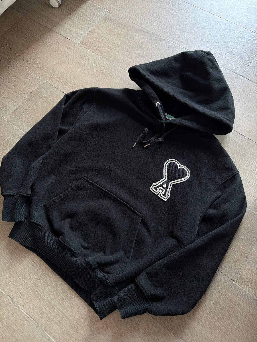 AMI Paris De Coeur Big Logo Hoodie Black
