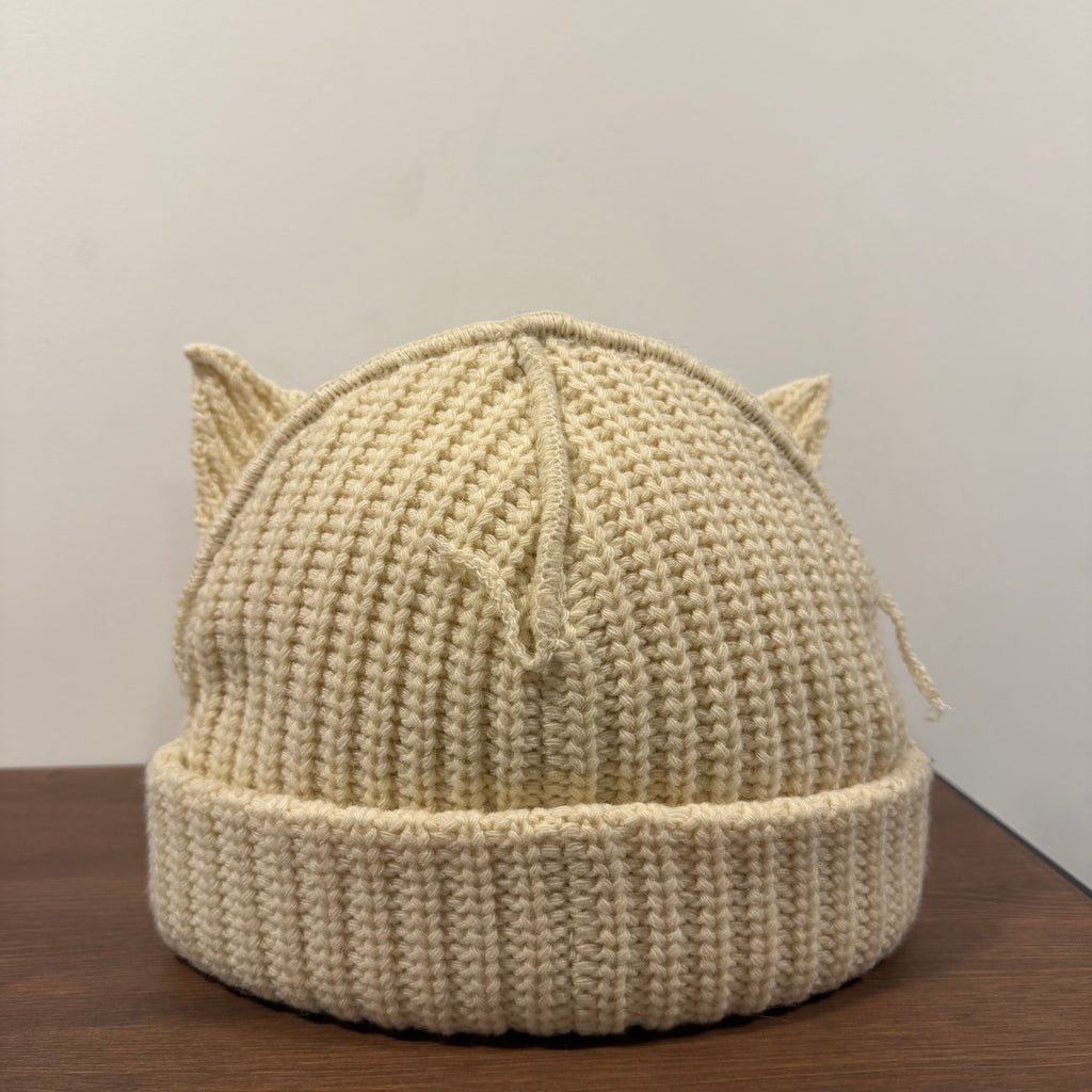 Charles Jeffrey Loverboy Beige Wool Beanie Chunky Ears