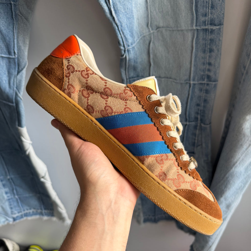 Gucci G74 Web Low Sneakers Brick Red/Beige (10.5US)