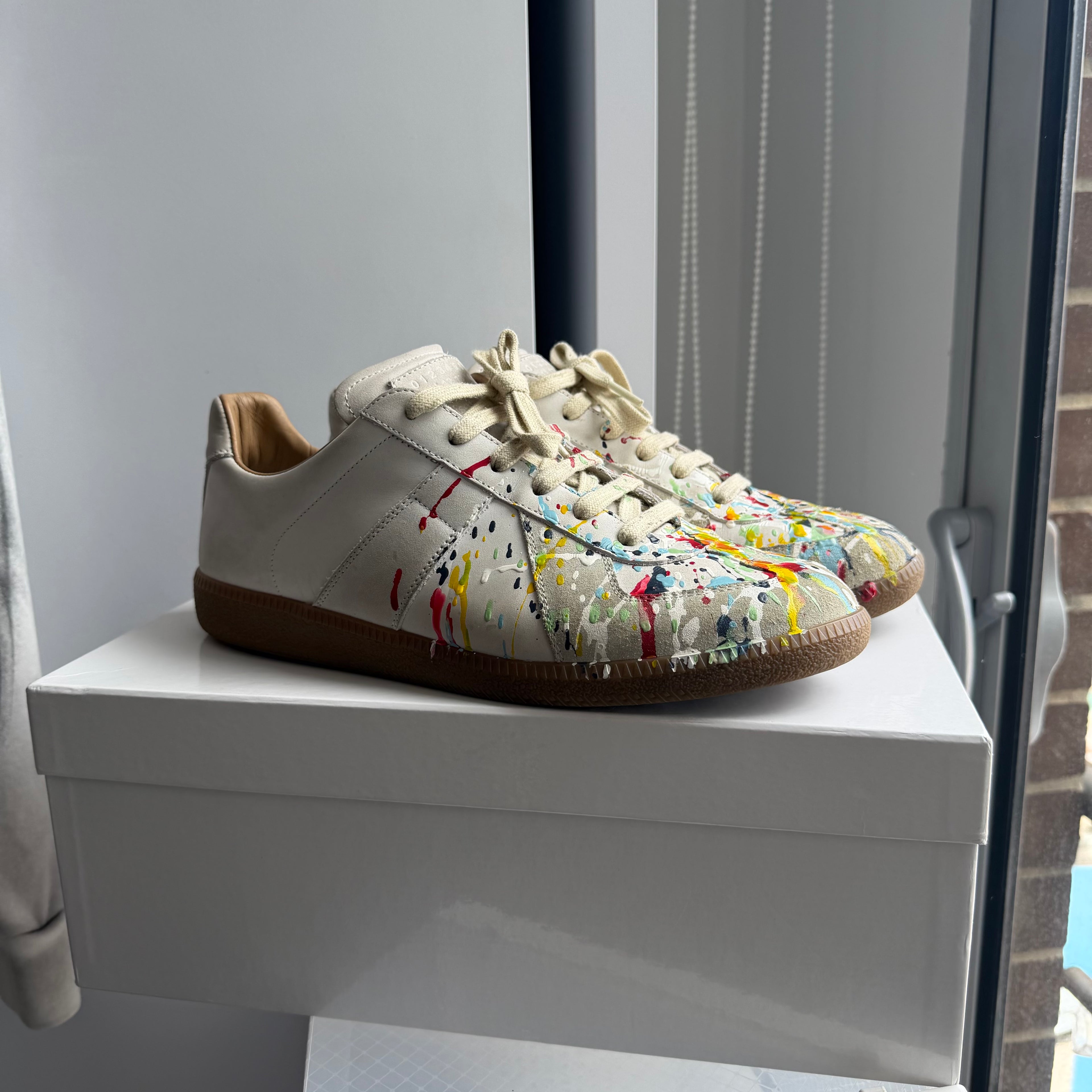Maison Margiela Paint Splatter Replica GAT Sneaker White/Gum