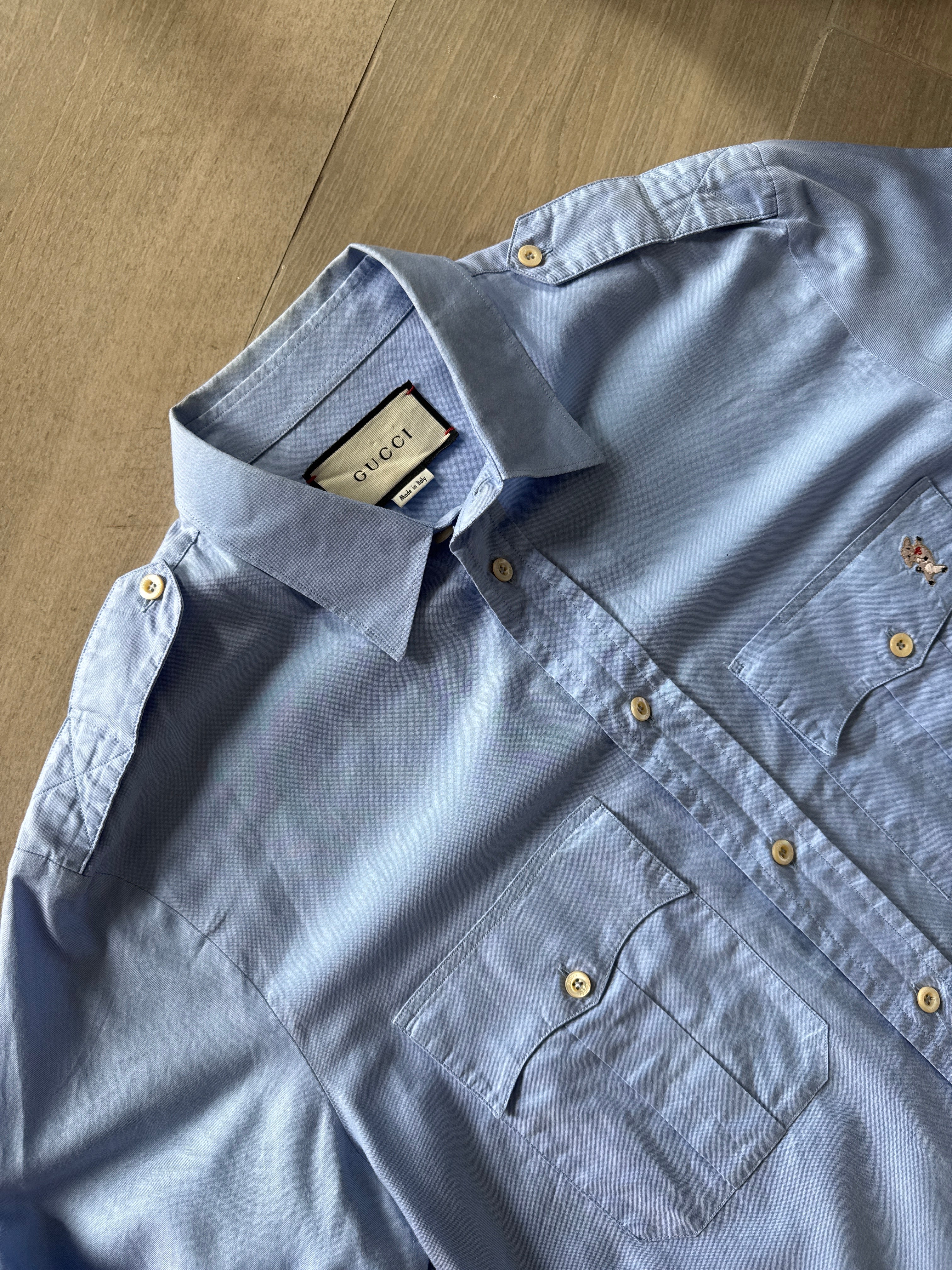 Gucci Embroidered Sheep Shirt Blue