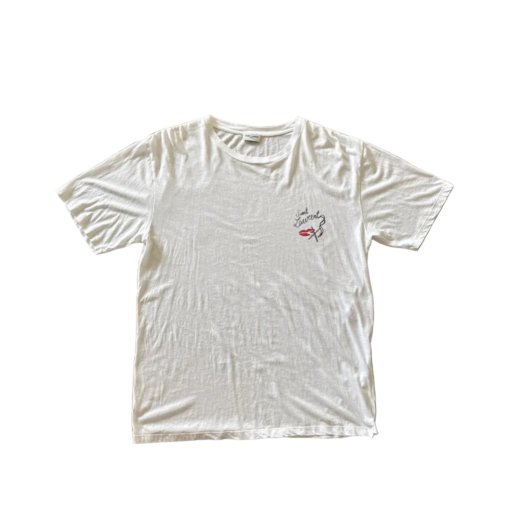 Saint Laurent Paris No Smoking Logo Tee White