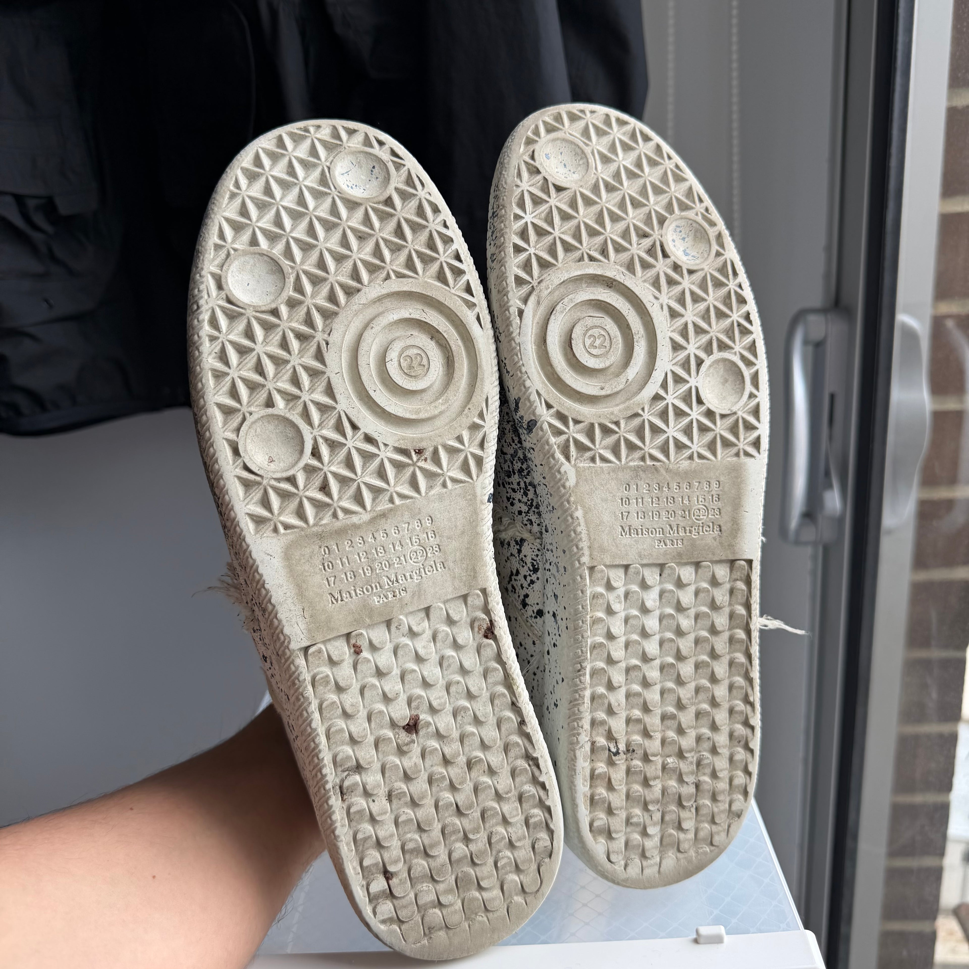 Maison Margiela Paint Splatter Replica GAT Canva Sneaker White/Blue