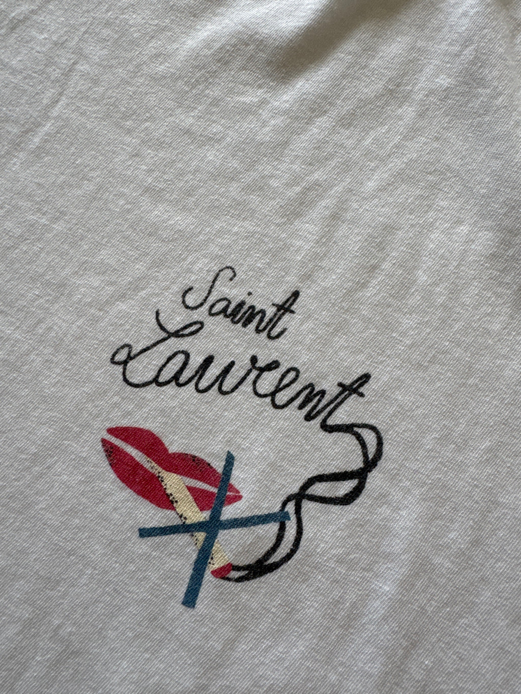 Saint Laurent Paris No Smoking Logo Tee White
