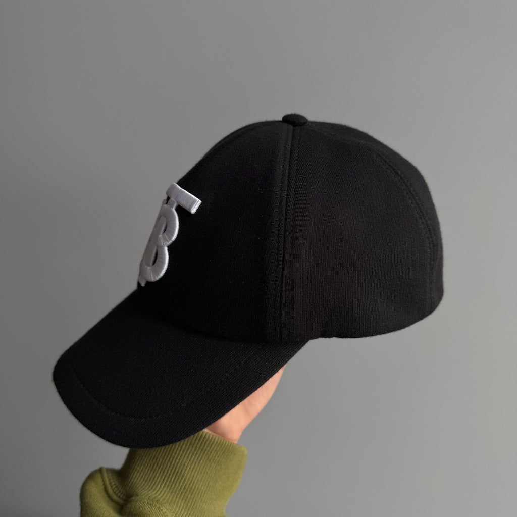 Burberry Monogram Motif Jersey Cotton Baseball Cap Black/White