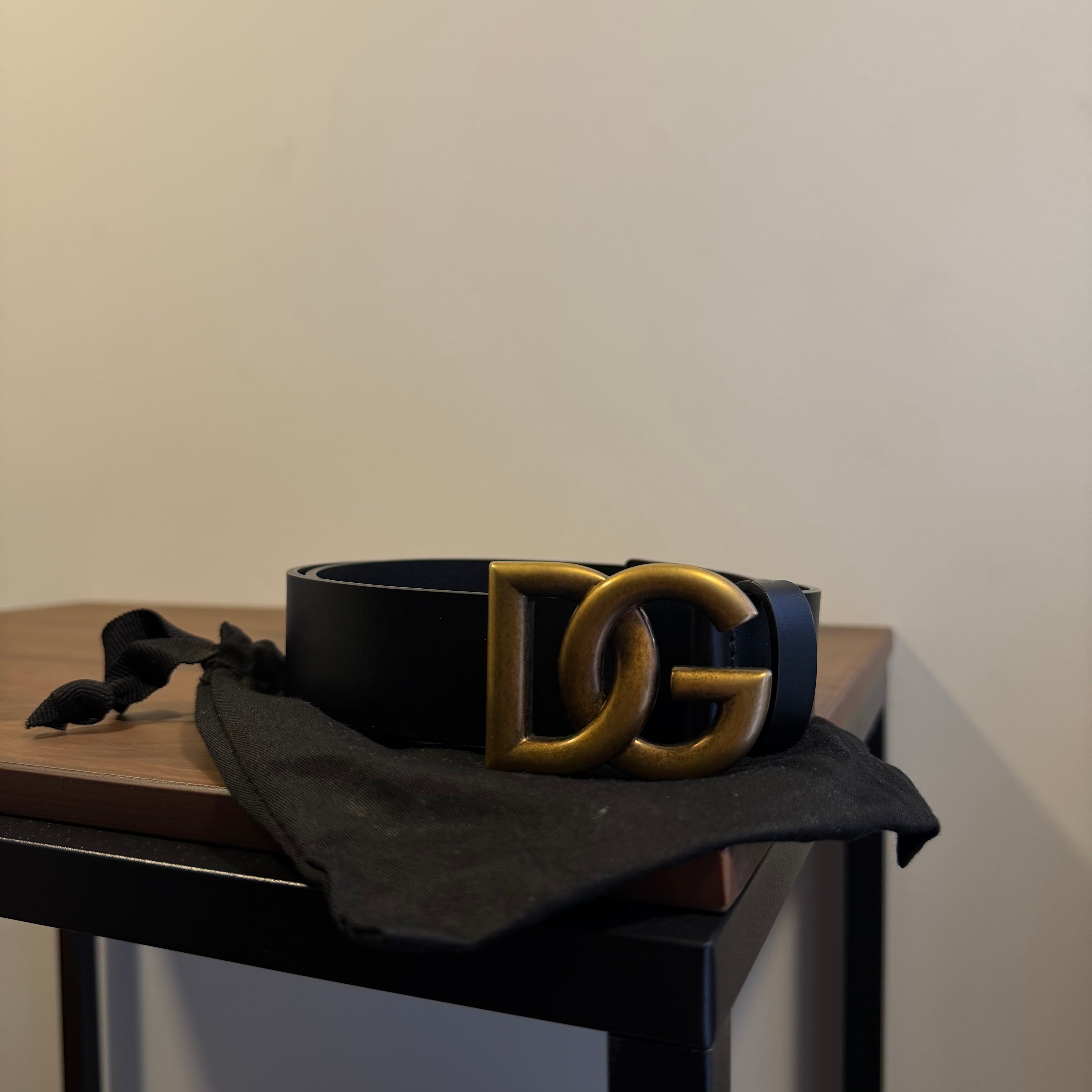 Dolce & Gabanna Black Leather DG Logo Belt