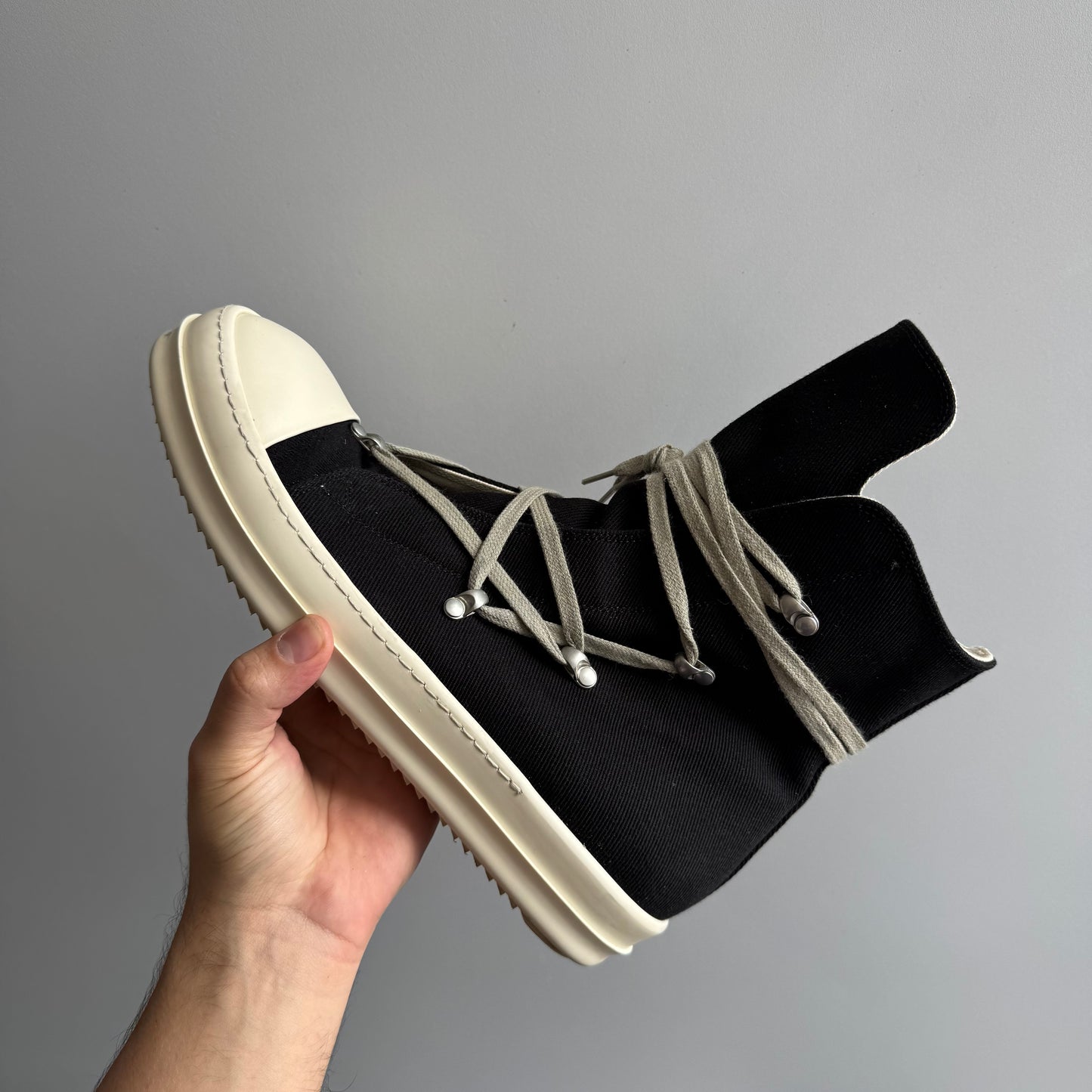 Rick Owens High Hexa Lace Black Milk Sneaker