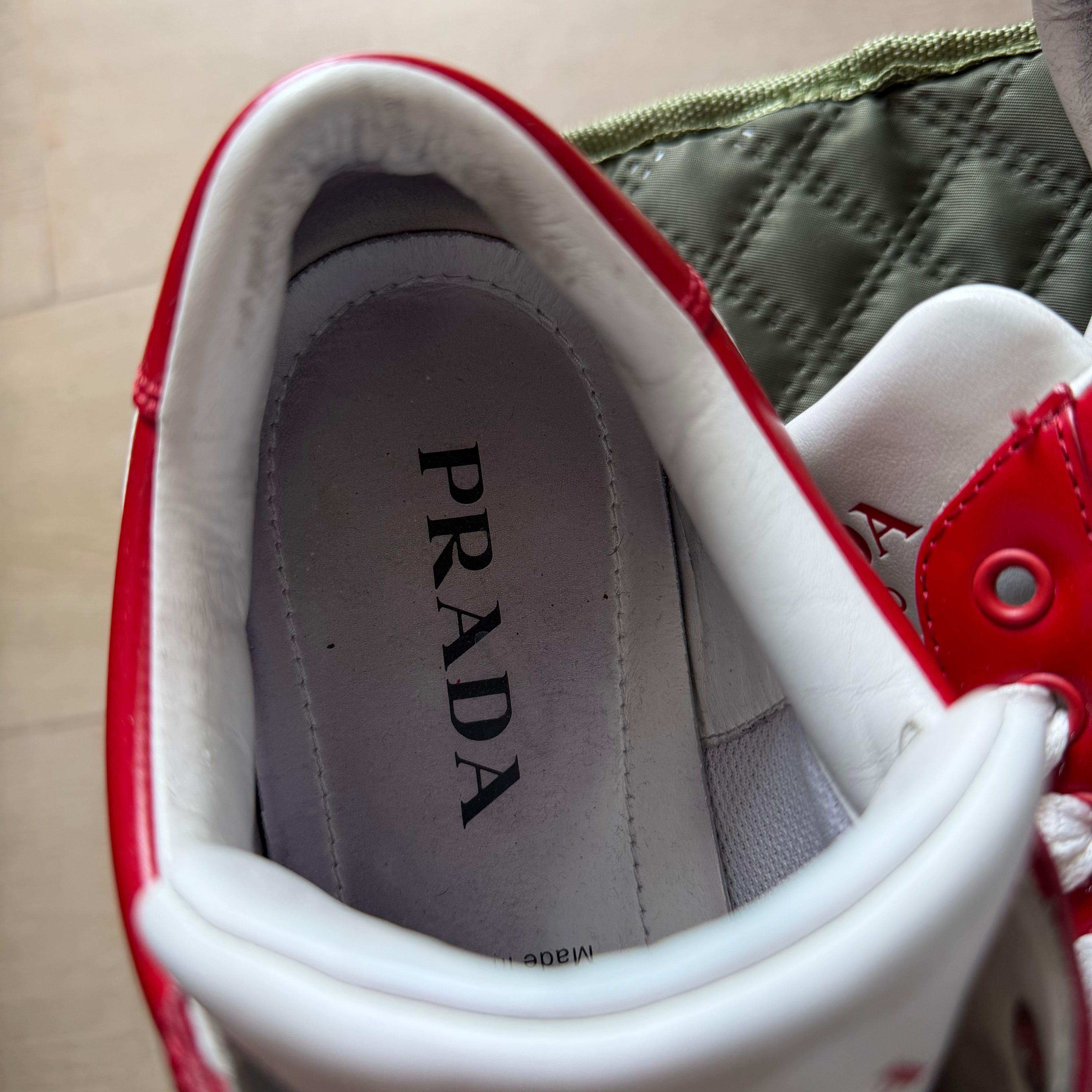 Prada Downtown Leather Sneakers Red