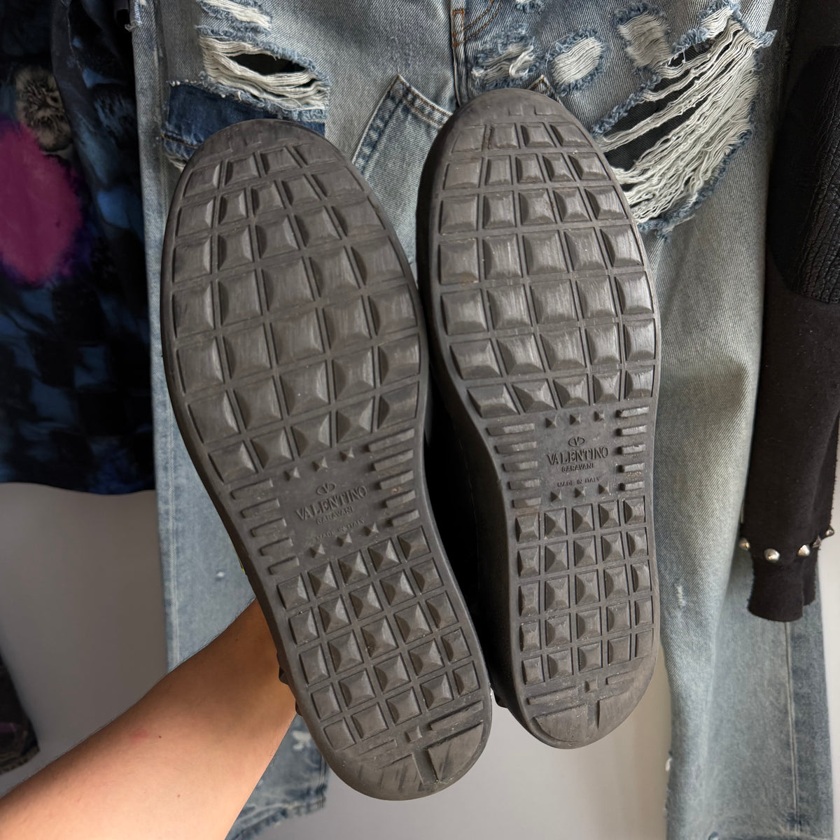 Valentino Garavani Open VLTN Print Sneakers Black/Green (42EU)