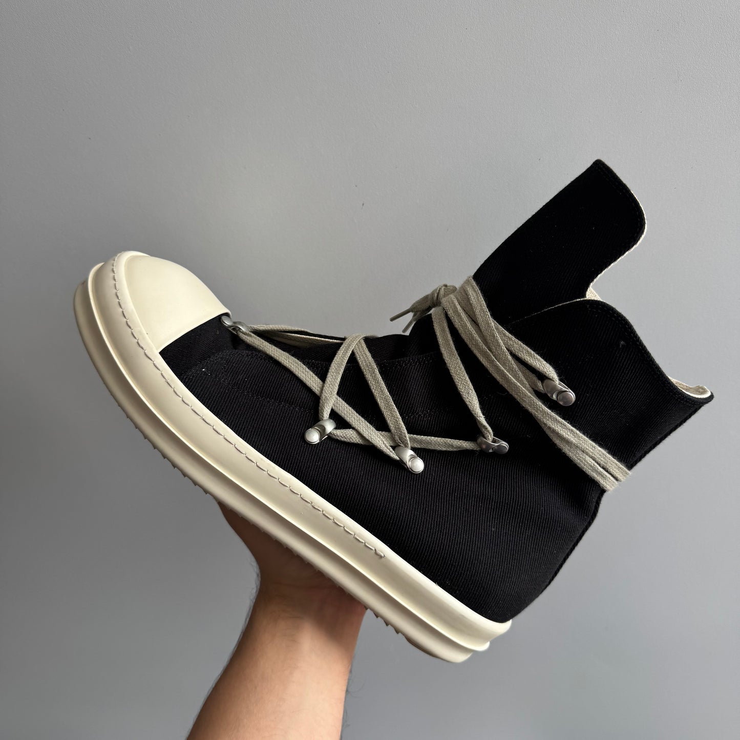 Rick Owens High Hexa Lace Black Milk Sneaker