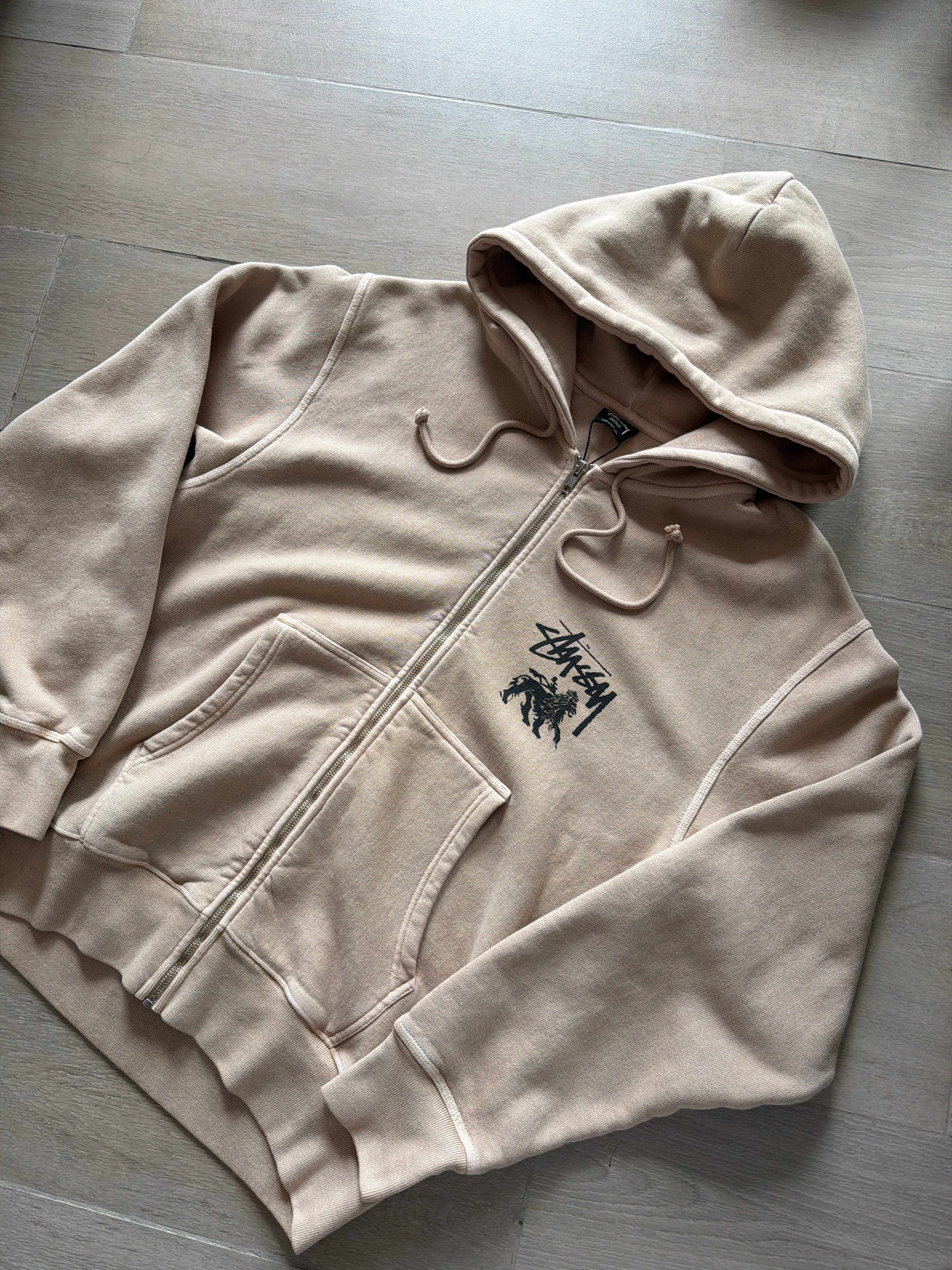 Stüssy Rasta Lion Zip Pigment Dyed Hoodie Khaki