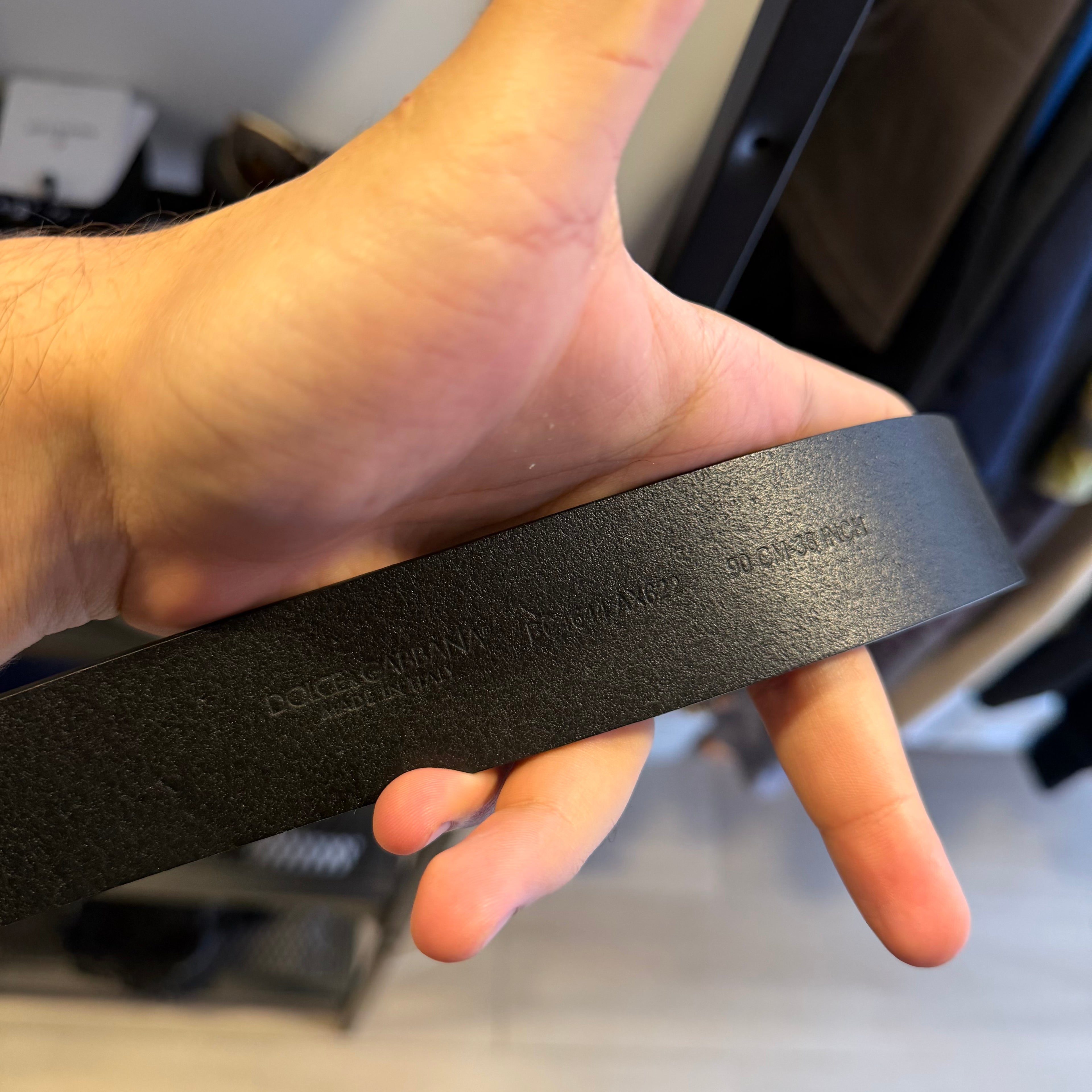 Dolce & Gabanna Black Leather DG Logo Belt