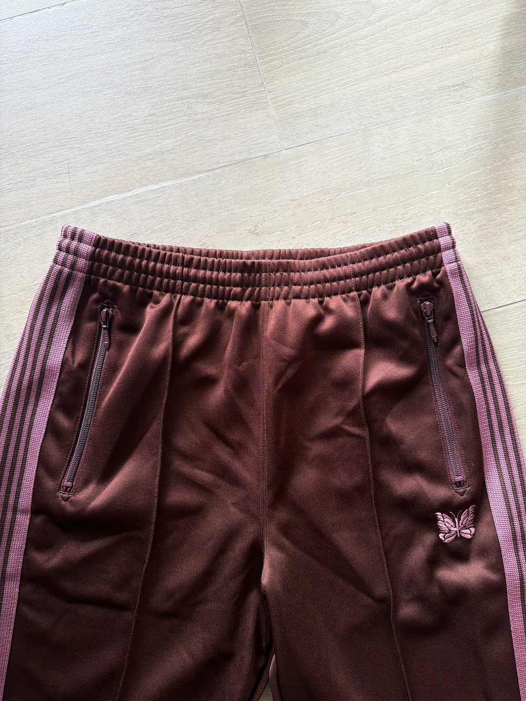 Needles Japan Classic Straight Track Pants Maroon/Pink