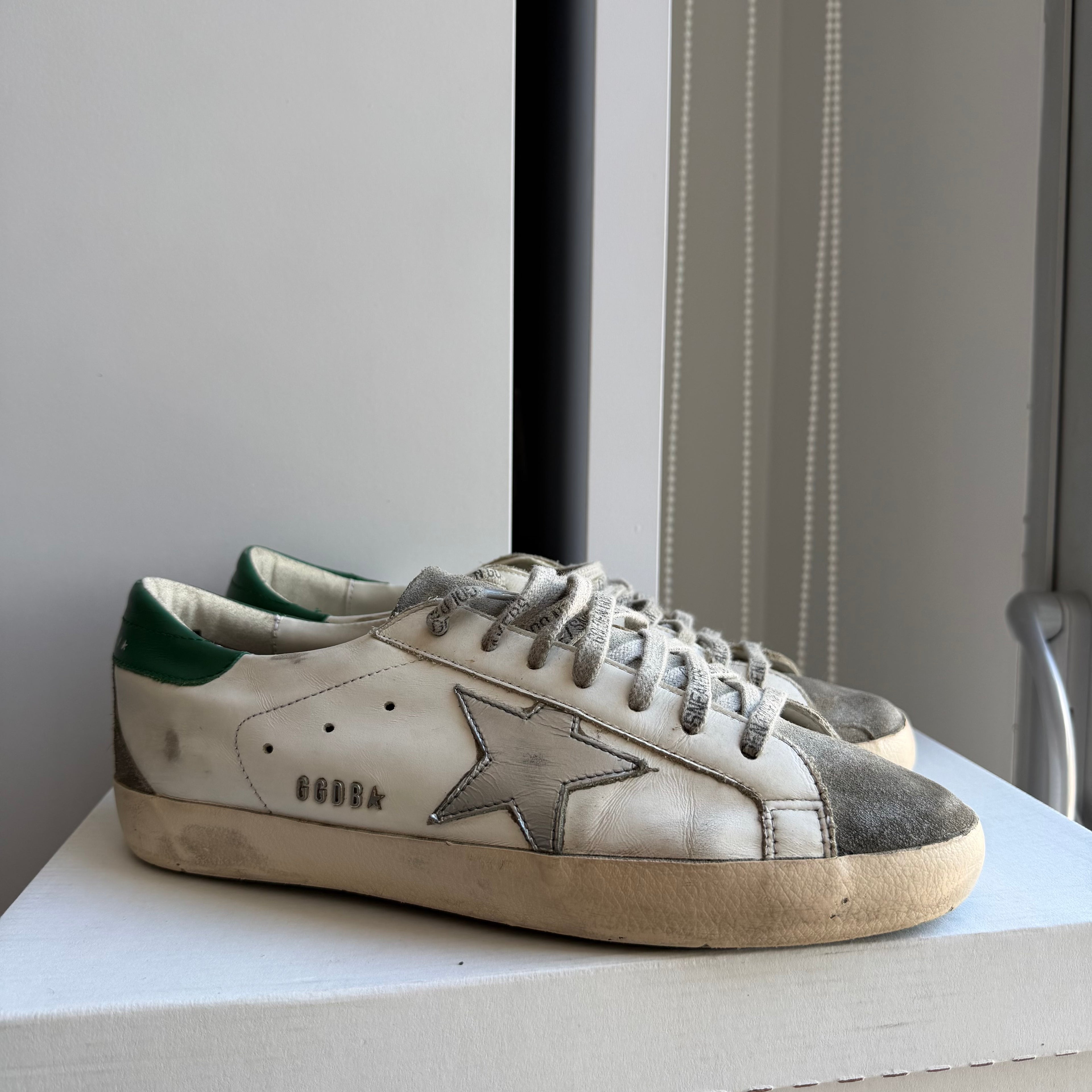 Golden Goose Superstar White/Silver Green Sneakers