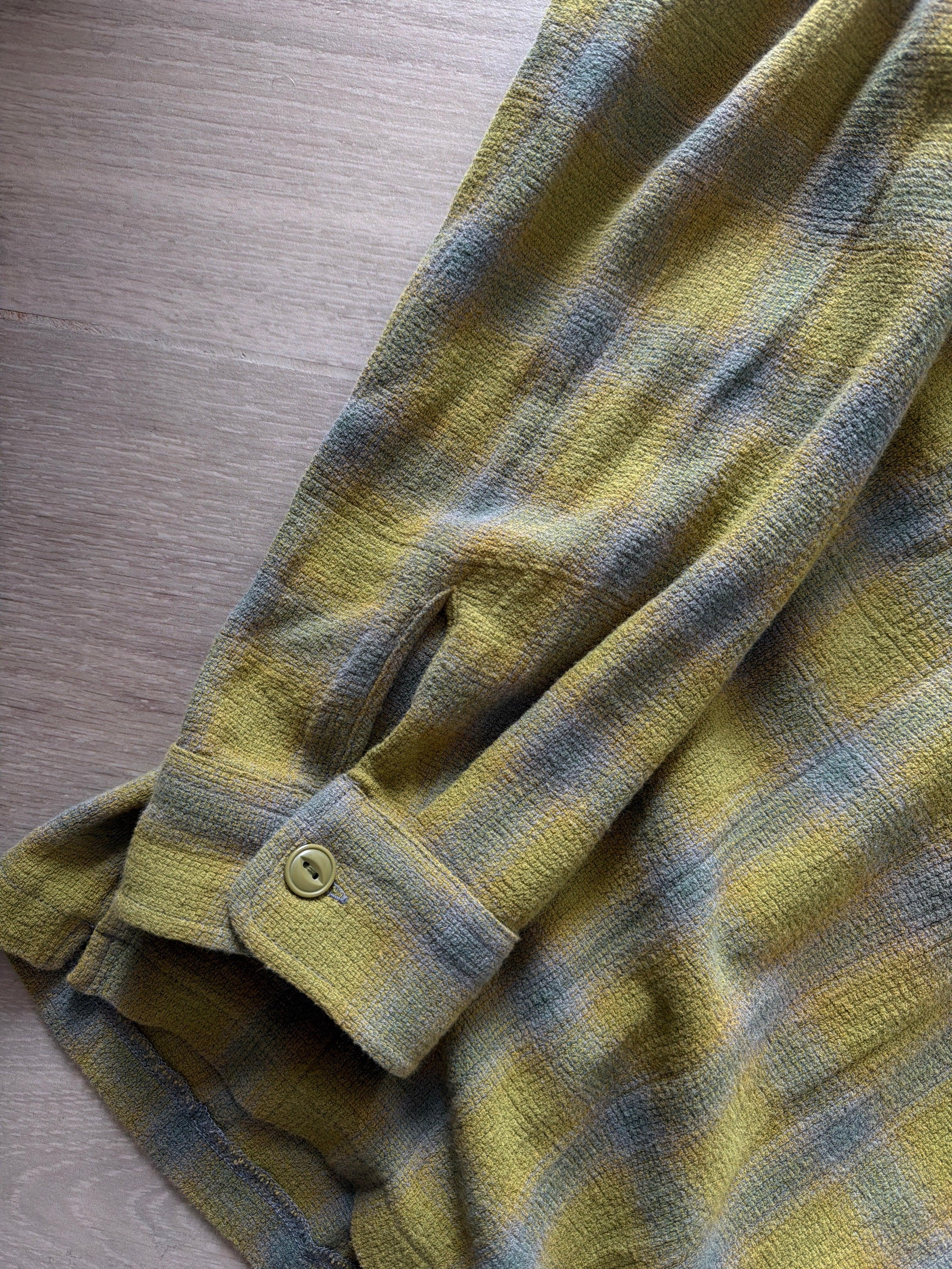 Stüssy Zip Twisted Yarn Plaid Shirt Green