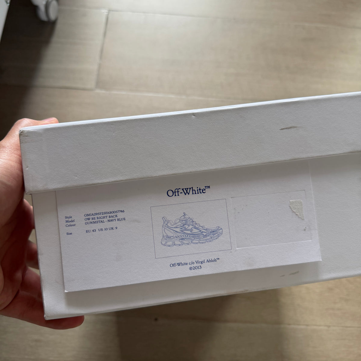 Off-White Be Right Back Gunmetal Navy Blue Sneakers (43EU)