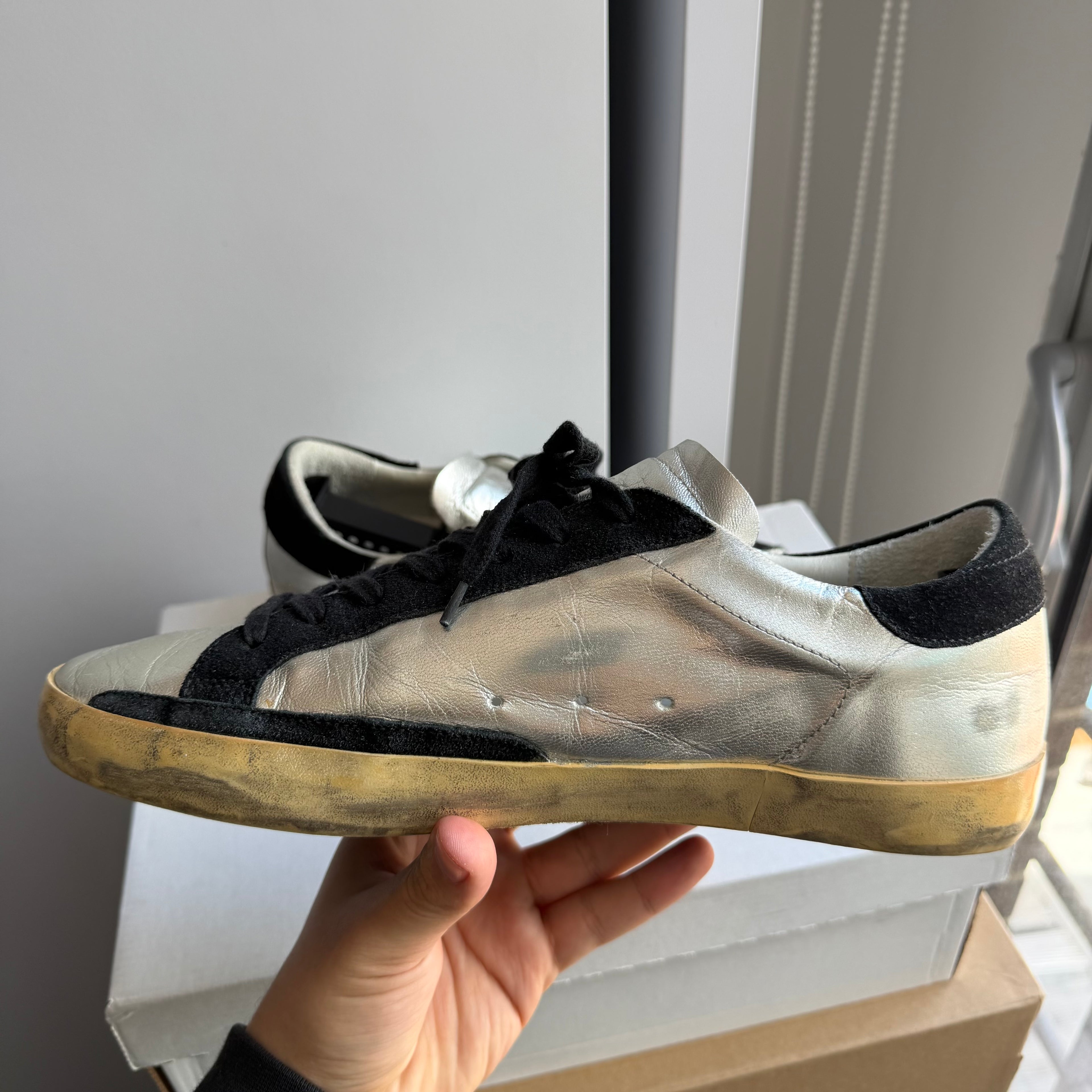 Golden Goose Super-Star Silver Semi Sneakers