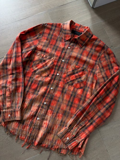 Amiri Plaid Print Logo Sleeve Button Up Shirt