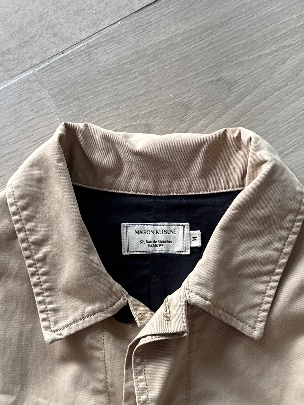 Maison Kitsuné Cotton Field Jacket Button Front Beige
