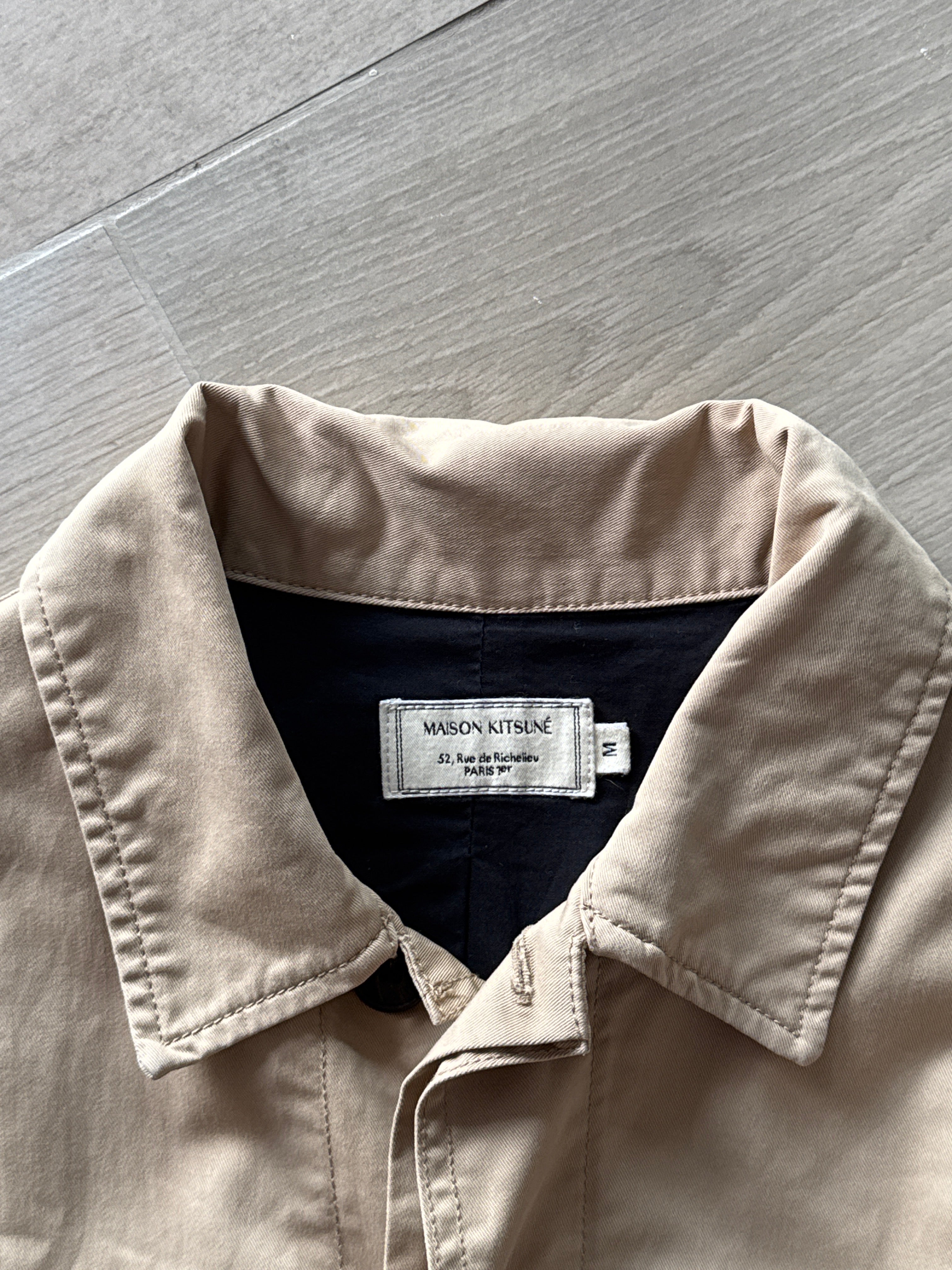 Maison Kitsuné Cotton Field Jacket Button Front Beige