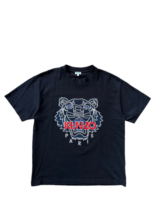 Kenzo Paris Shibori Tiger Logo Tee Navy