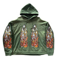 Who Decides War Flame Glass Hooded Pullover Green