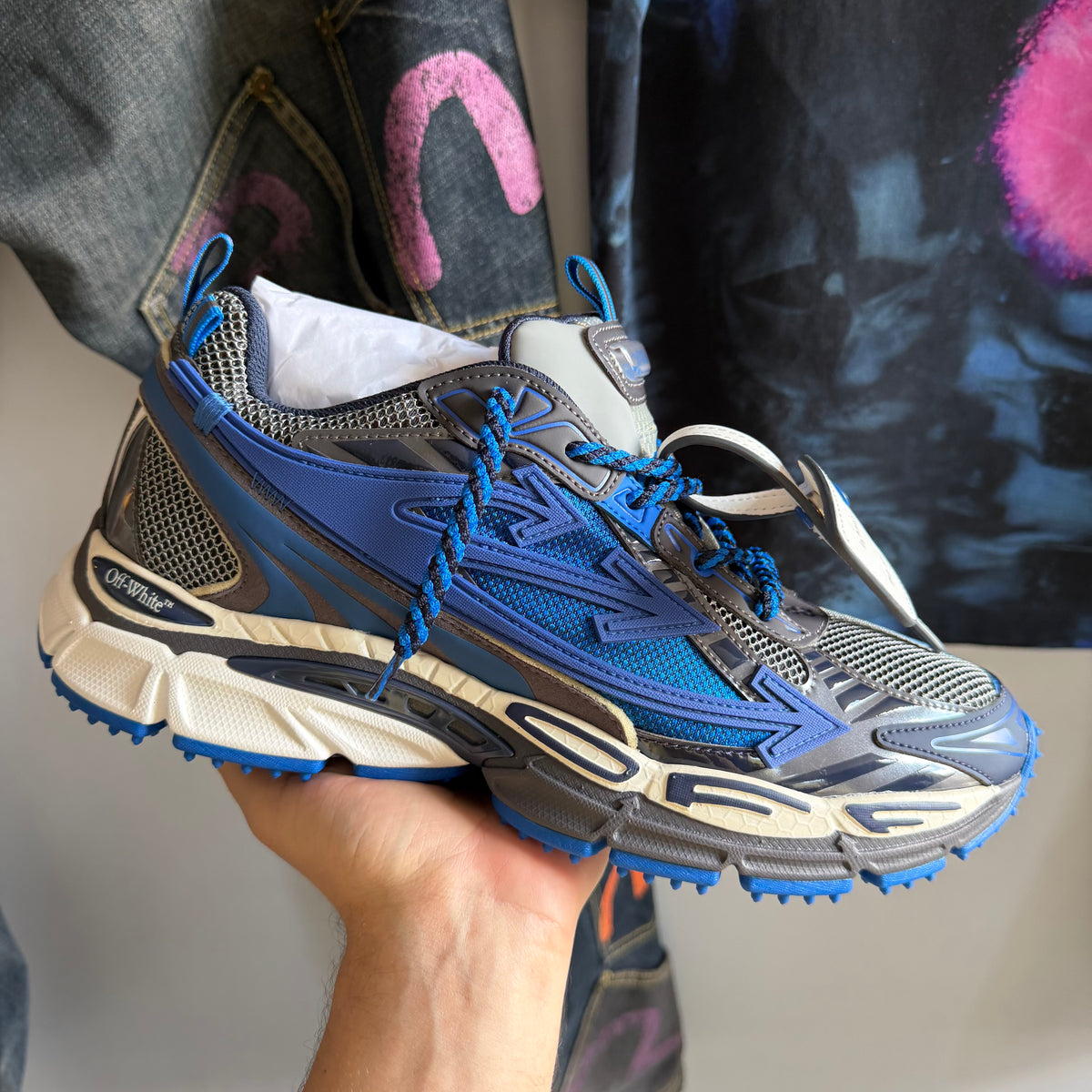 Off-White Be Right Back Gunmetal Navy Blue Sneakers (43EU)