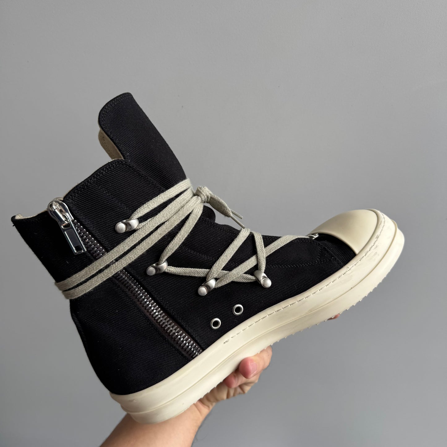 Rick Owens High Hexa Lace Black Milk Sneaker