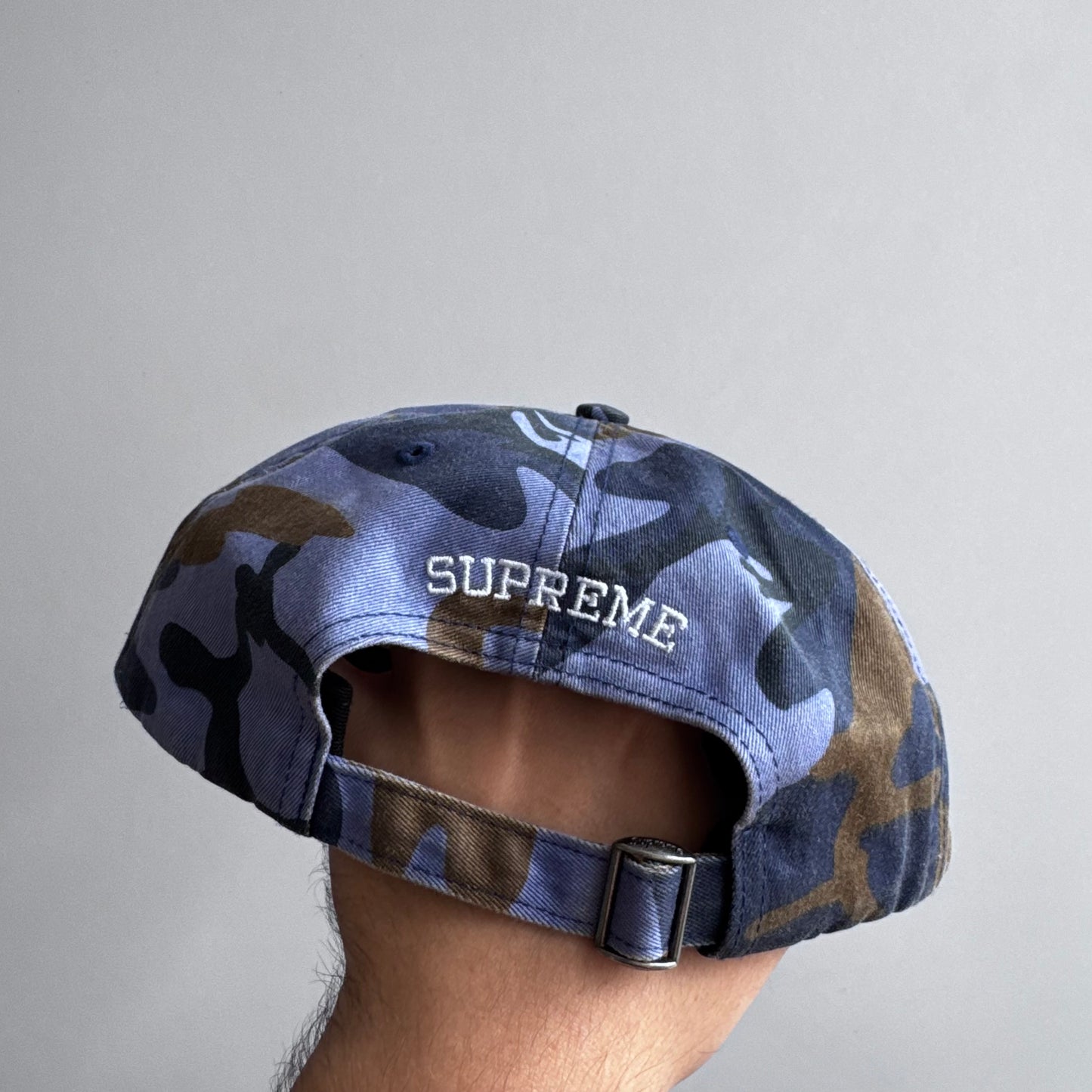 Supreme Pigment Coated S Logo 6-Panel Blue Camo